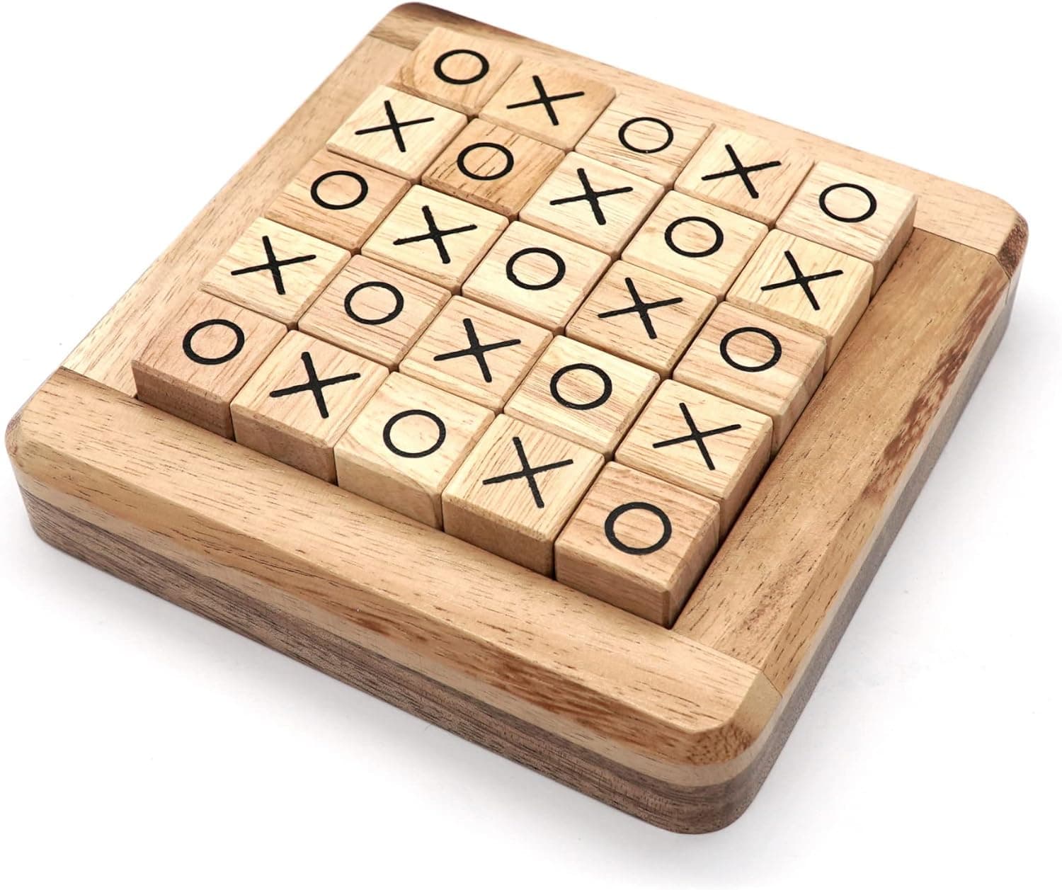 Tic Tac Toe Board Game Wooden for Kids Family TicTacToe Coffee Table Living Room Decor (PushingMe)