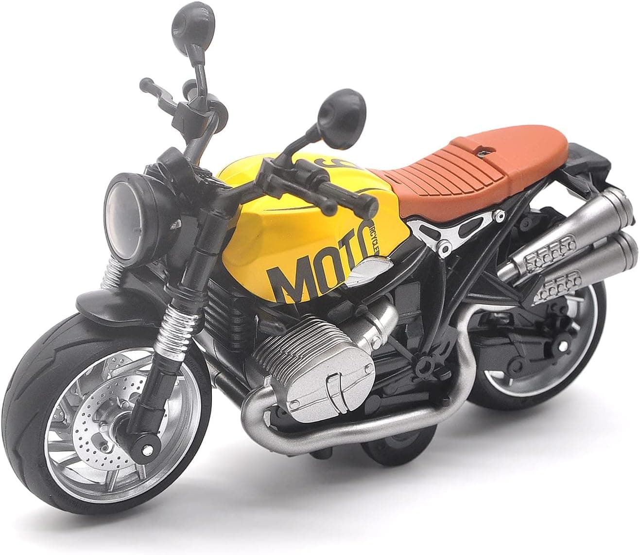Motorcycle Toys for Kids - Pull Back Toy Motorcycle Model 1/12 Scale with Lights and Sounds, Die-Cast Motorcycles Toy for Boys Kids Age 3-12 Year Old (Yellow)