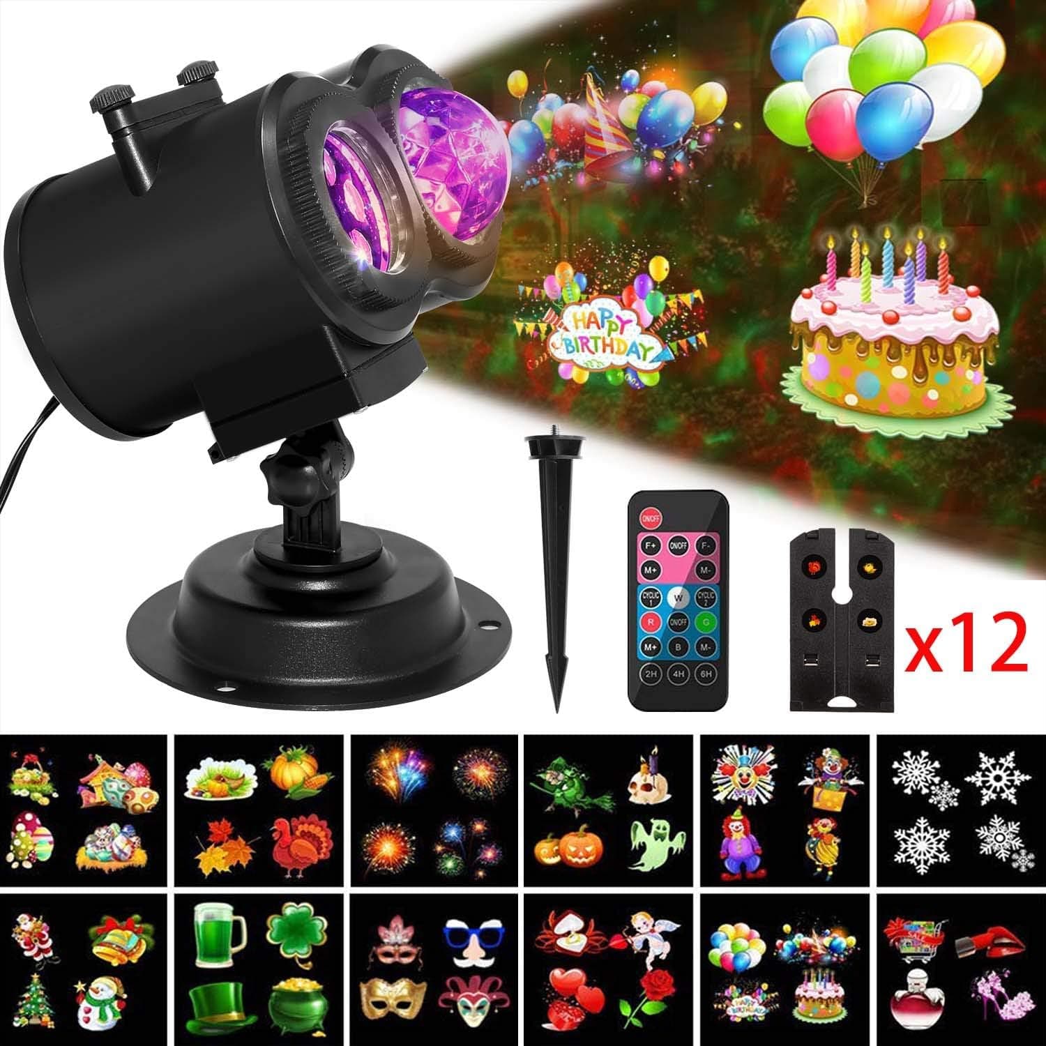 Easter Day Projector Light with Ocean Wave, Remote Control, Timer, Moving LED Patterns,Waterproof Decorative Outdoor&Indoor Lighting for Party, Yard, Garden, Kid's Room