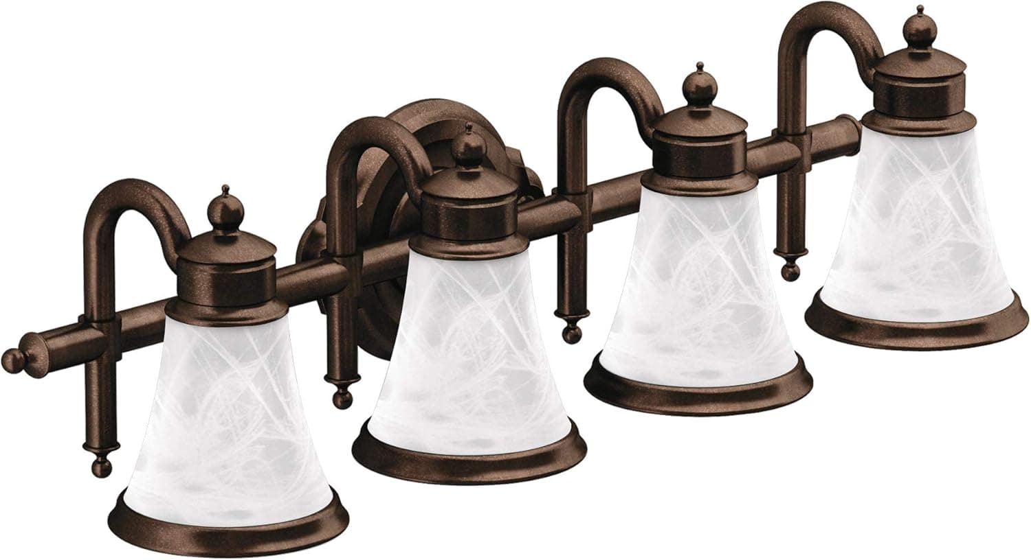 Moen YB9864ORB Waterhill 4-Light Dual-Mount Bath Bathroom Vanity Fixture with Frosted Glass, Oil Rubbed Bronze