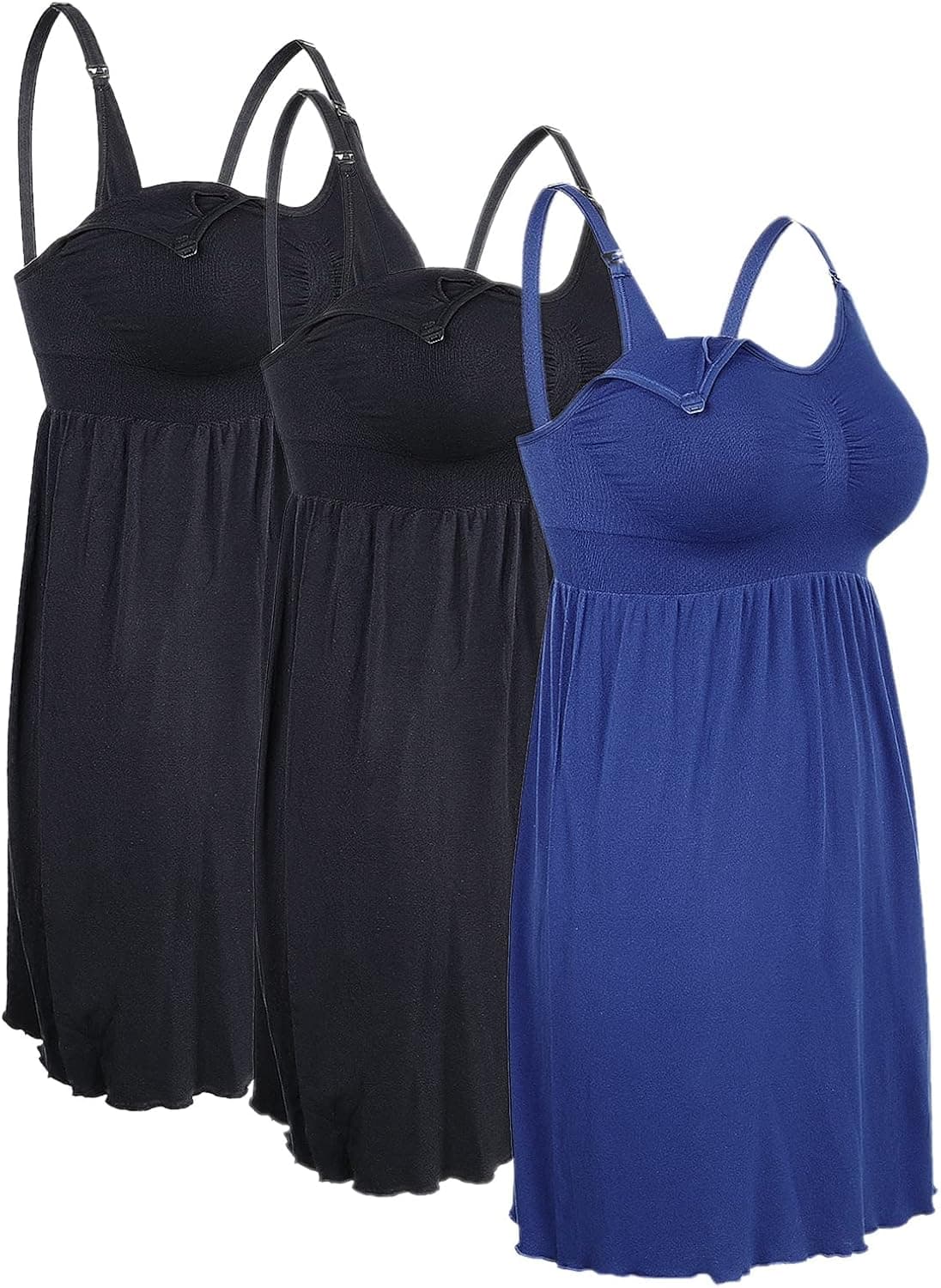 iloveSIA 3PACK Maternity Nursing Dresses Breastfeeding Dress Nightgown Tops for Labor/Delivery/Hospital