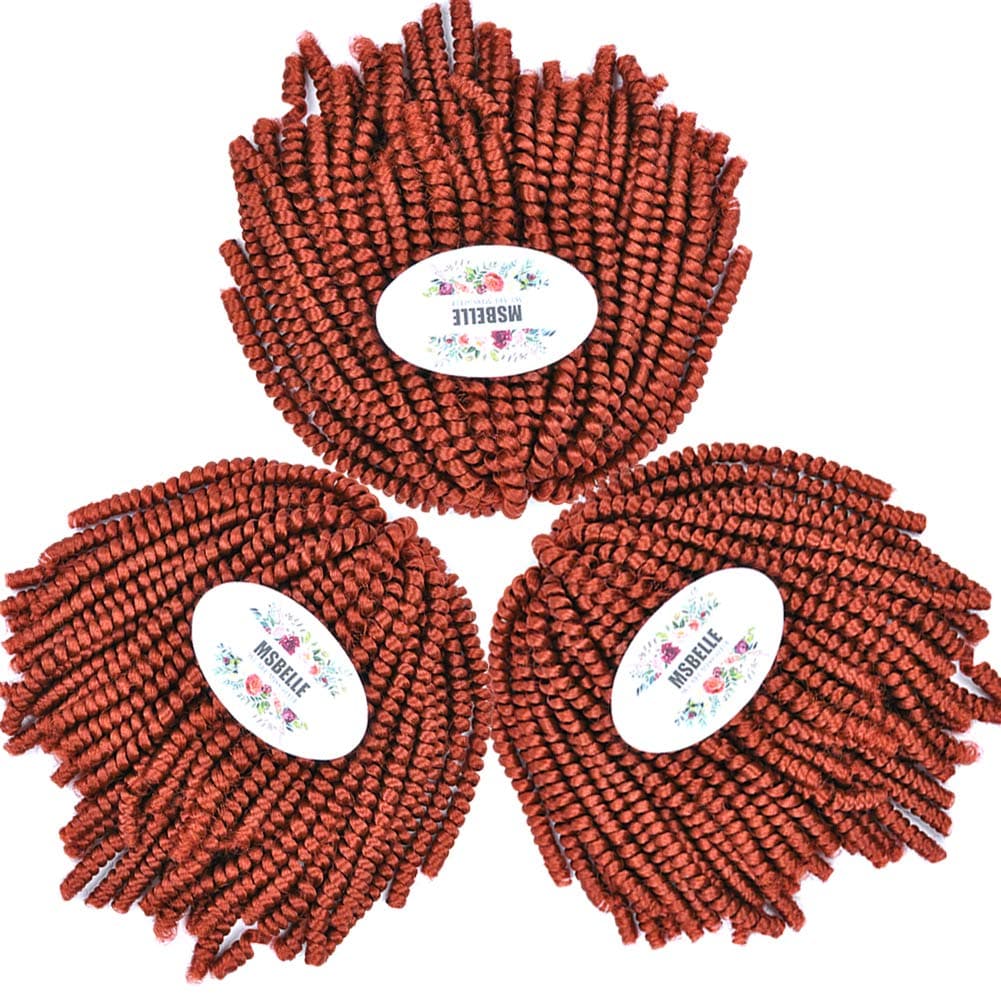 MSBELLE 3 Packs/Lot Spring Twist Hair Braiding 8 Inch Spring Twist Crochet Hair Extensions 110g/Pack(350#)
