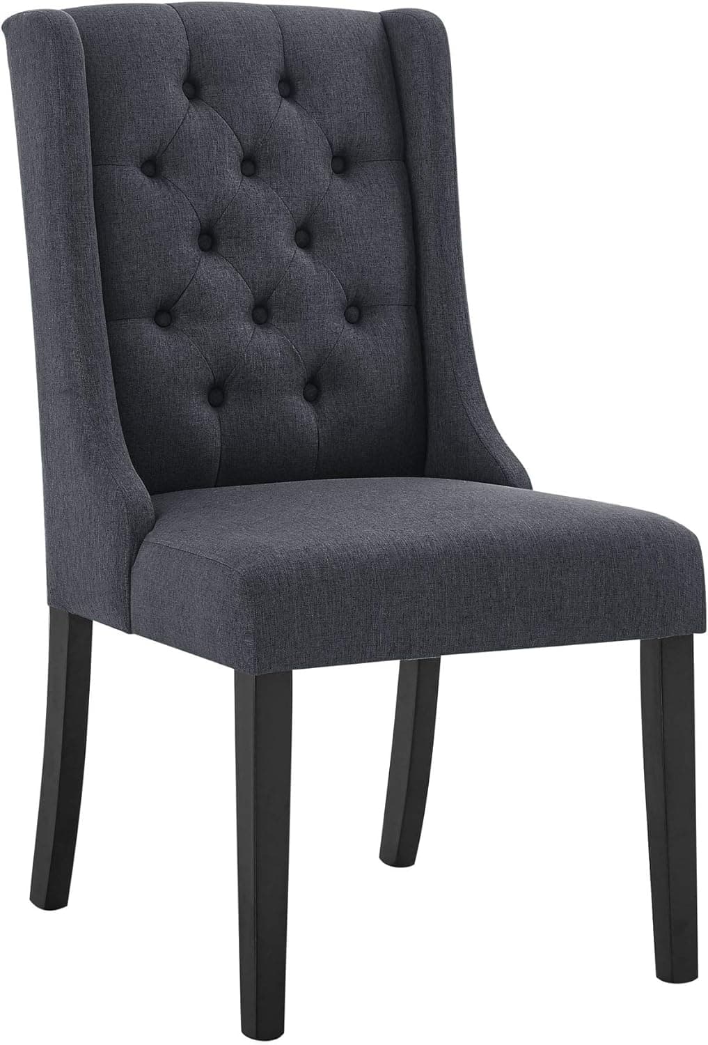 poplarbox Upholstered Dining Chairs Modern Button Tufted Dining Chairs Wingback Accent Chairs Kitchen Chairs with Wood Legs (Single Chair, Dark Gray)