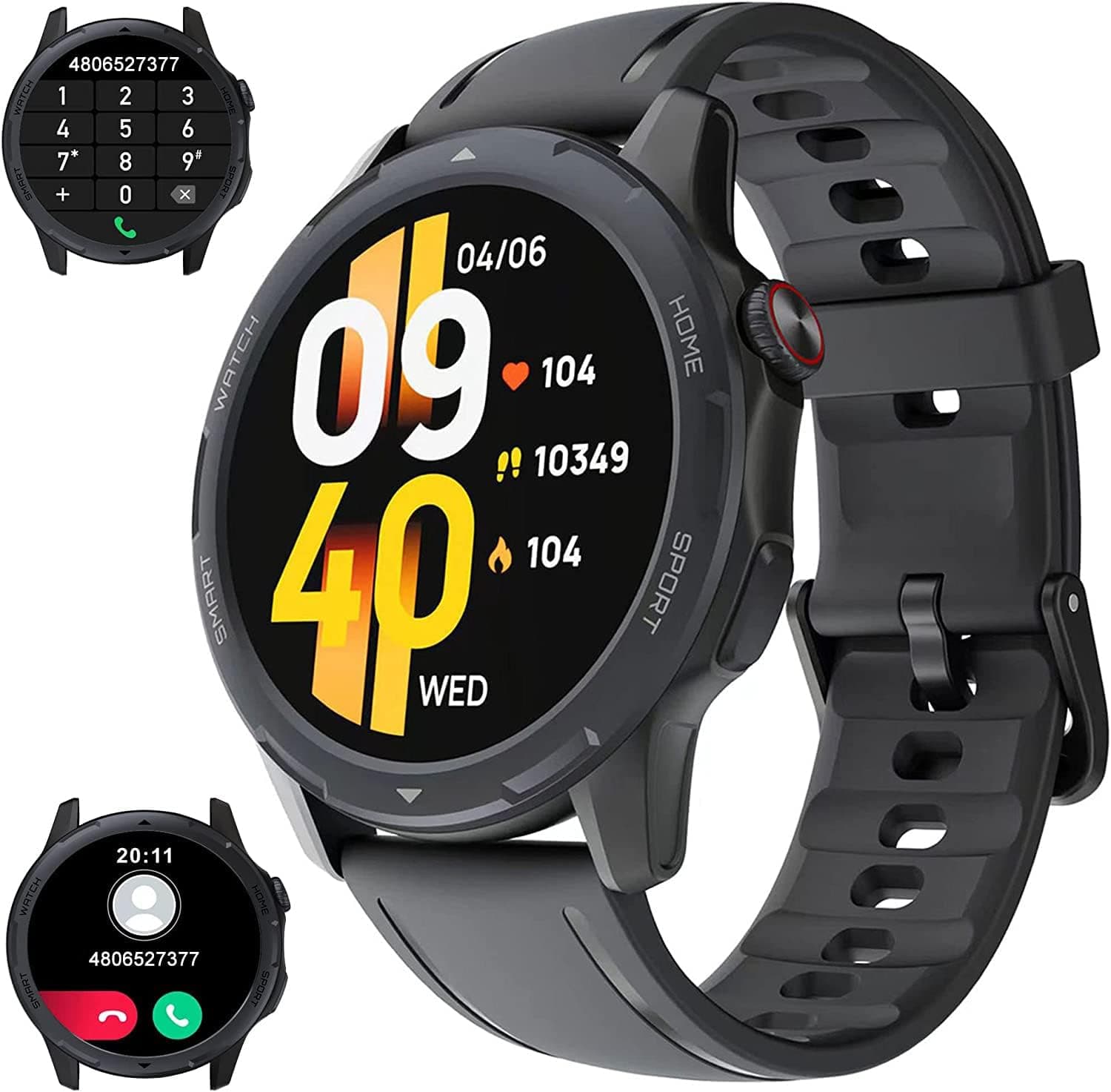 GYMROAD Smart Watch with Receive & Dial, Fitness Tracker Waterproof Smartwatch for Android iOS Phones 1.32" HD Full Touch Screen Digital Watches with Heart Rate Sleep Monitor Pedometer, Black