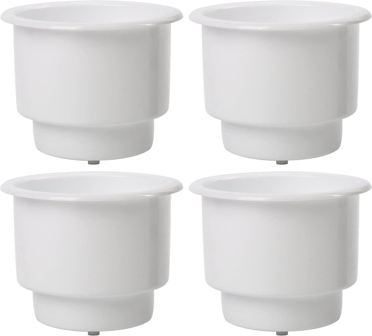 Amarine Made 4Pcs Recessed Drop in Plastic Cup Drink Can Holder with Drain for Boat Car Marine Rv (White)