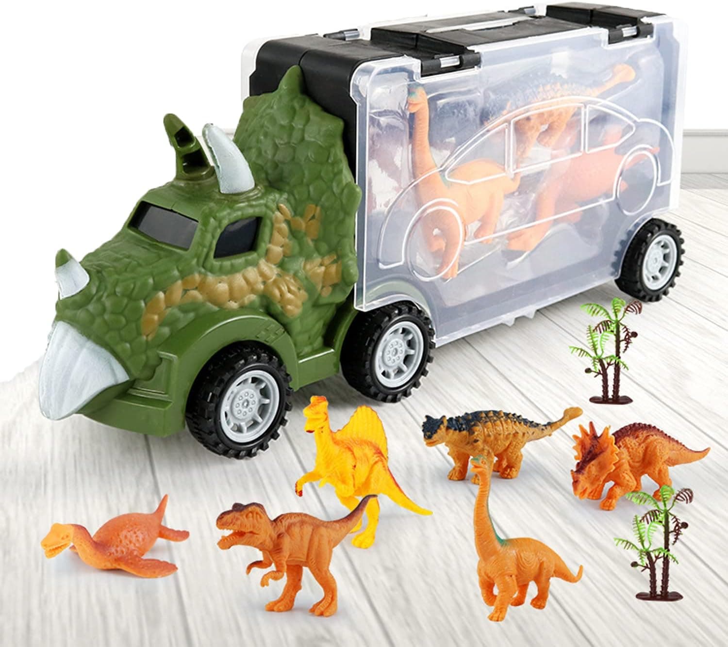 SUORFOXS Tank Toy Sets, Military Transport Tank and 6 Pcs Army Vehicles, Tank & Vehicle Playset with 3 Pcs Aircraft Model Birthday (Dino)