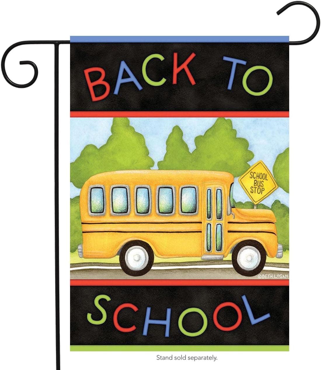 Briarwood Lane Back to School Bus Autumn Garden Flag Fall 12.5" x 18"