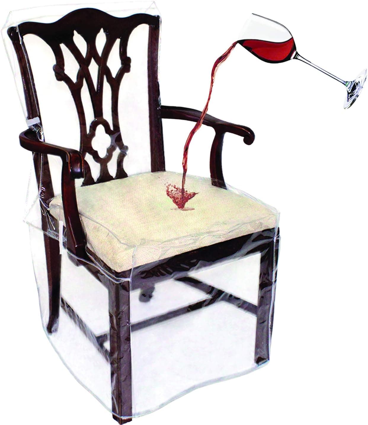 LAMINET Heavy-Duty Crystal-Clear Dining Chair with Arms Protectors - Protects All-Over from Dust, Dirt, Spills, Pet Hair/Dander, Paws and Claws! Fits Up to 41”BH x 20" FH x 20”W x 22" D (Set of 2)