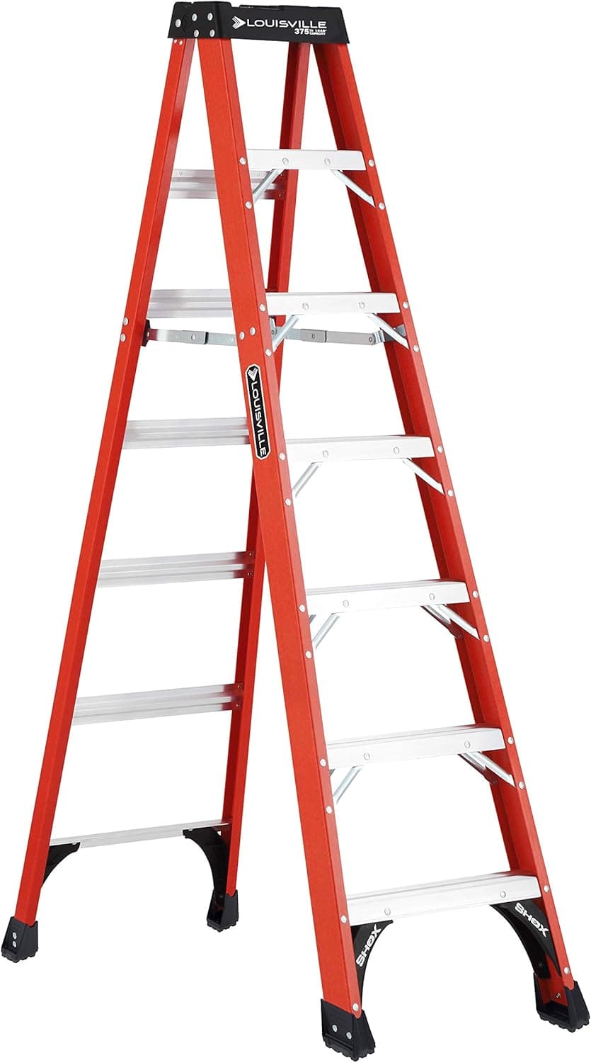 Louisville Ladder 7-Foot Fiberglass Step Ladder, 375-Pound Capacity, FS1407HD