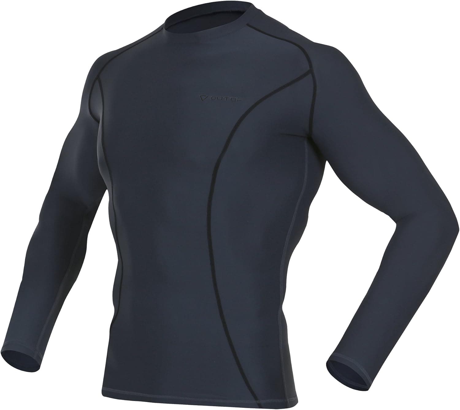 OUTOF Men's Long Sleeve T-Shirts Baselayer Cool Dry Compression Top Runnging Yoga Rashguard MTL7117-XL-CBK