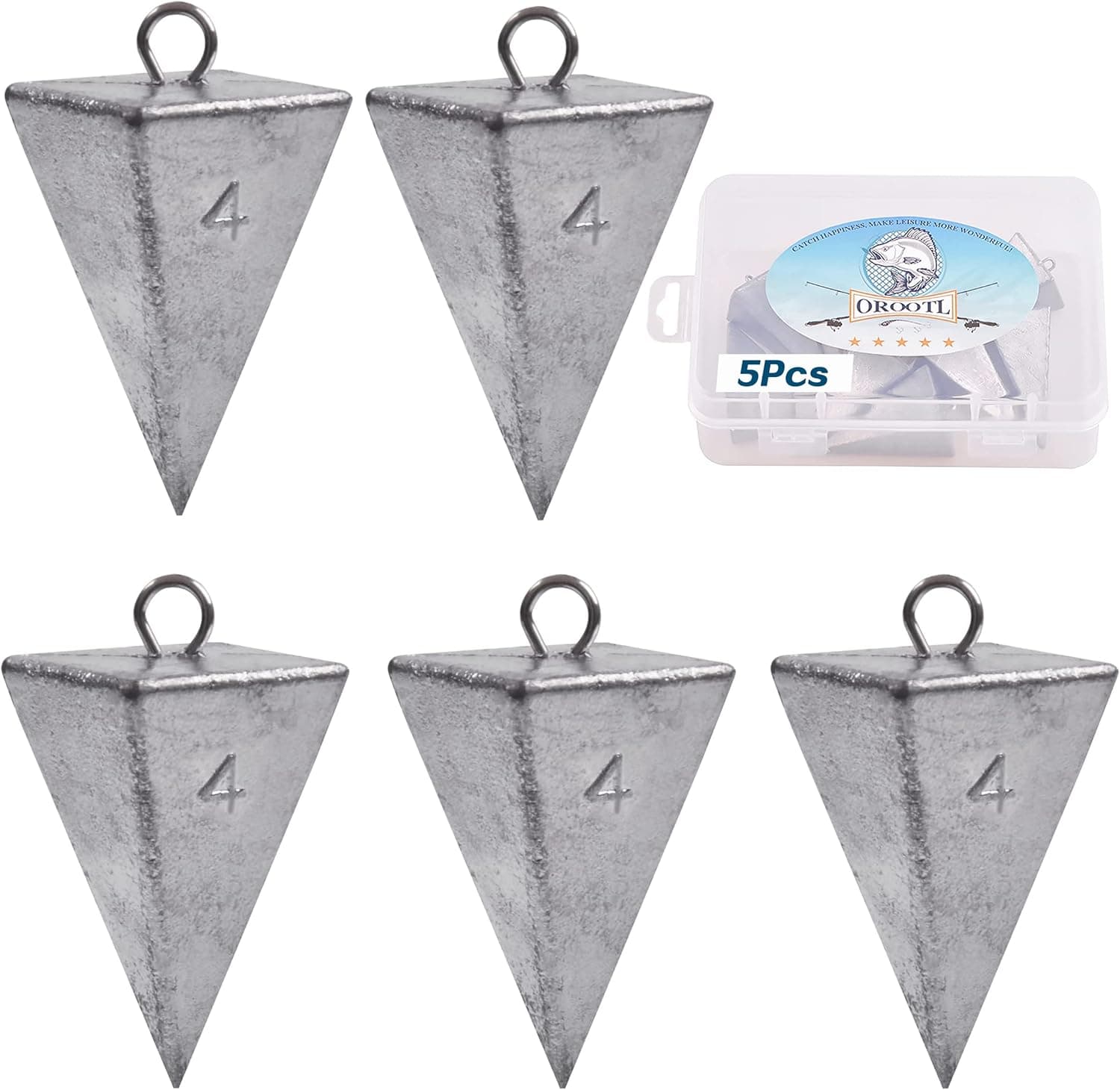 OROOTL Pyramid Sinkers Fishing Weights Sinkers, Bullet Pyramid Weights for Saltwater Surf Fishing 1oz 2oz 3oz 4oz 5oz 6oz 8oz Saltwater Fishing Gear Tackle Kit