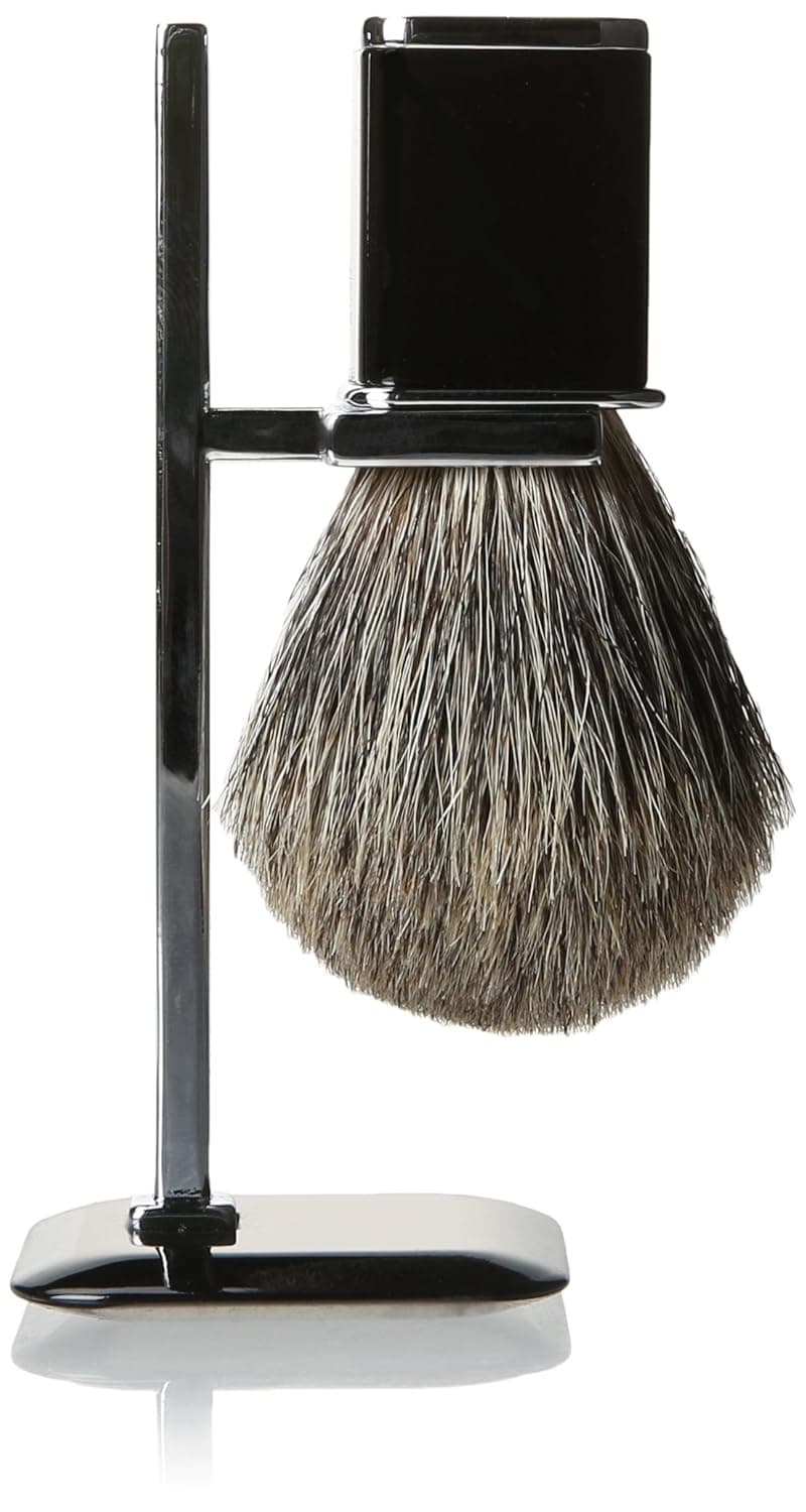 Harry D Koenig & Co Badger Shave Brush with Stand In Silver for Mens