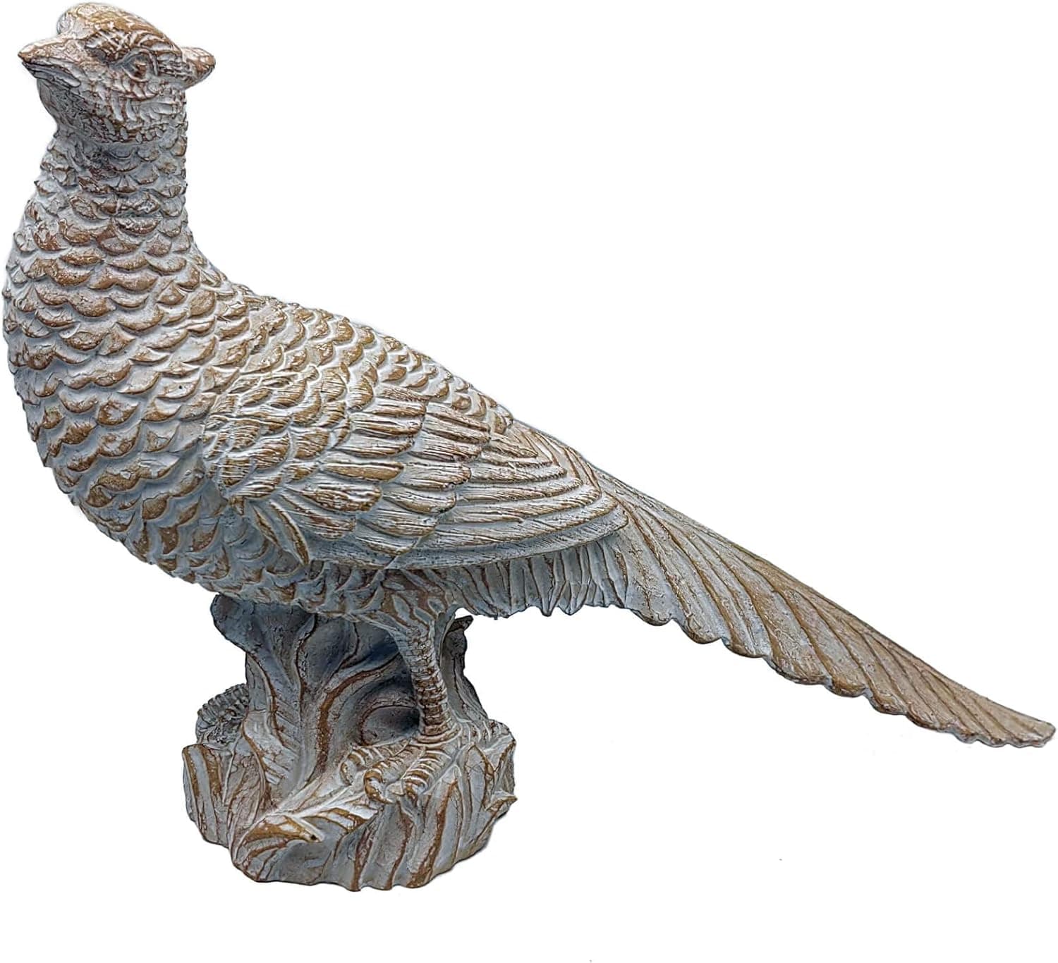 Resin Pheasant Figurine Home Décor - 13" Big Bird Statue Animal Sculptures Figures Bronze Mid-Century Modern Art