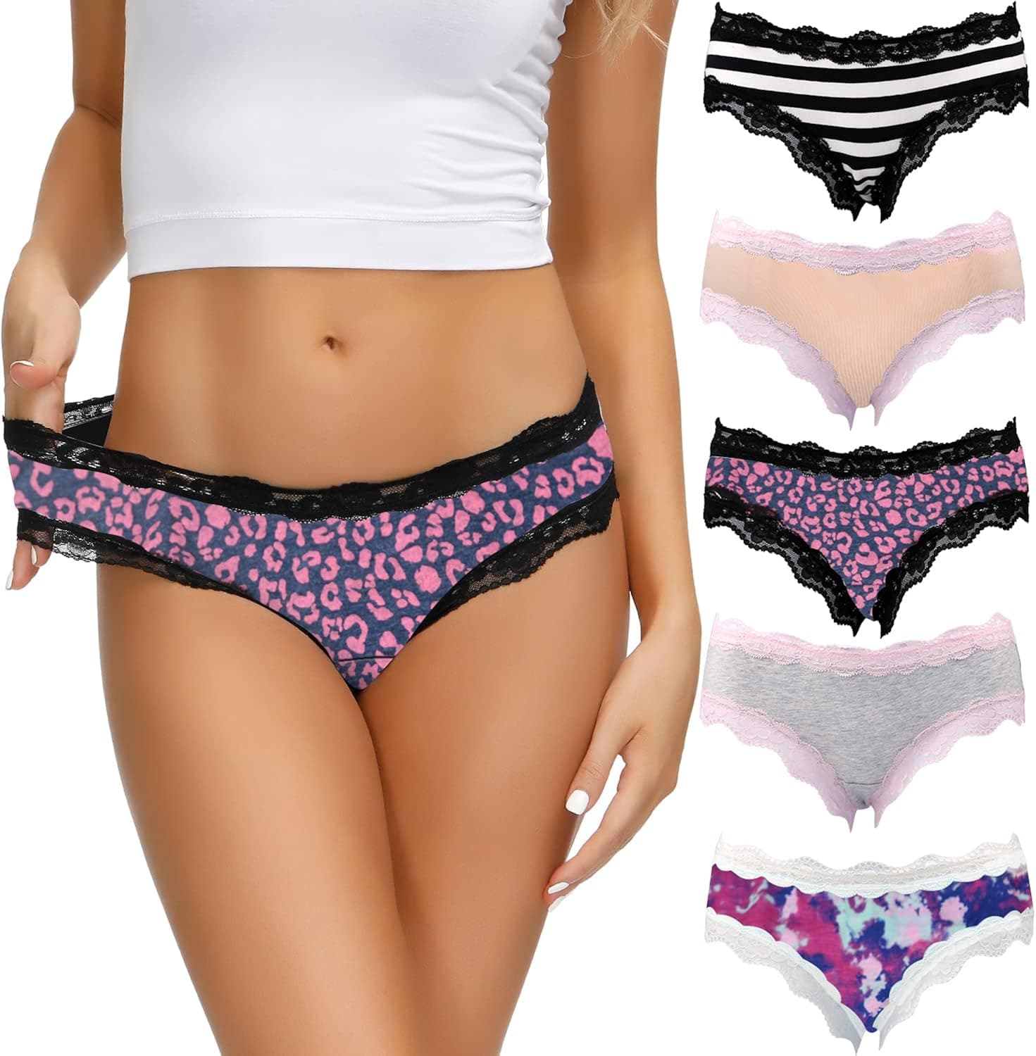LYYTHAVON Women’s Underwear Soft Breathable Cotton Brief Ladies Panties 5-Pack