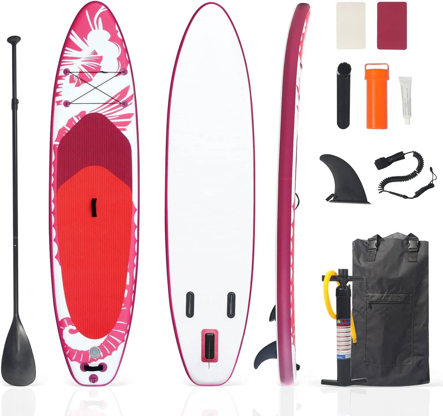 Libote Inflatable Paddle Board, 10'6'' 30'' 6'' (Red/Pink)