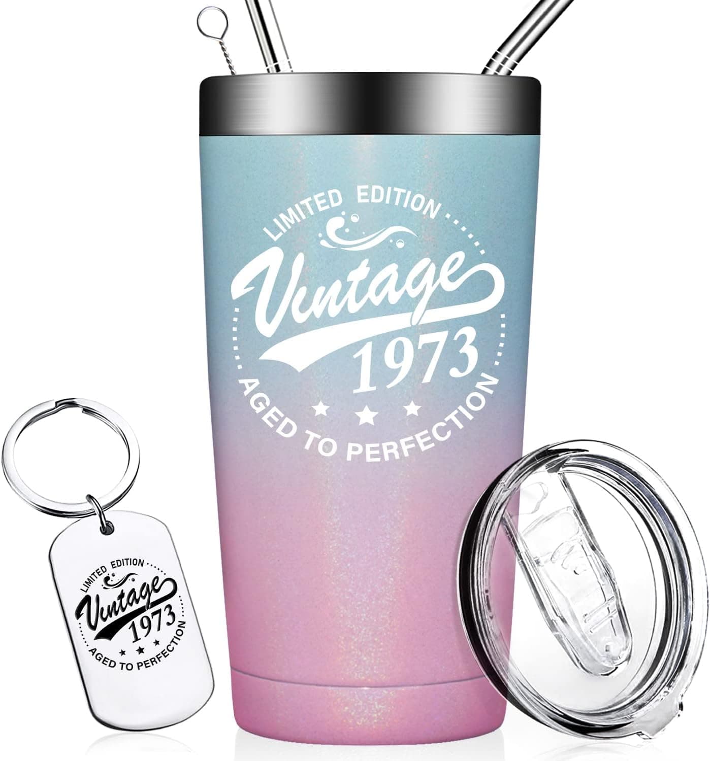 DOEARTE 50th Birthday Gifts for Women - Vintage 1973 50th Birthday Decorations for Women, Sisters, Friends, Coworkers, Mom - Best Birthday Gift Ideas for Women Turning 50 Year Old - 20oz Tumbler Cup