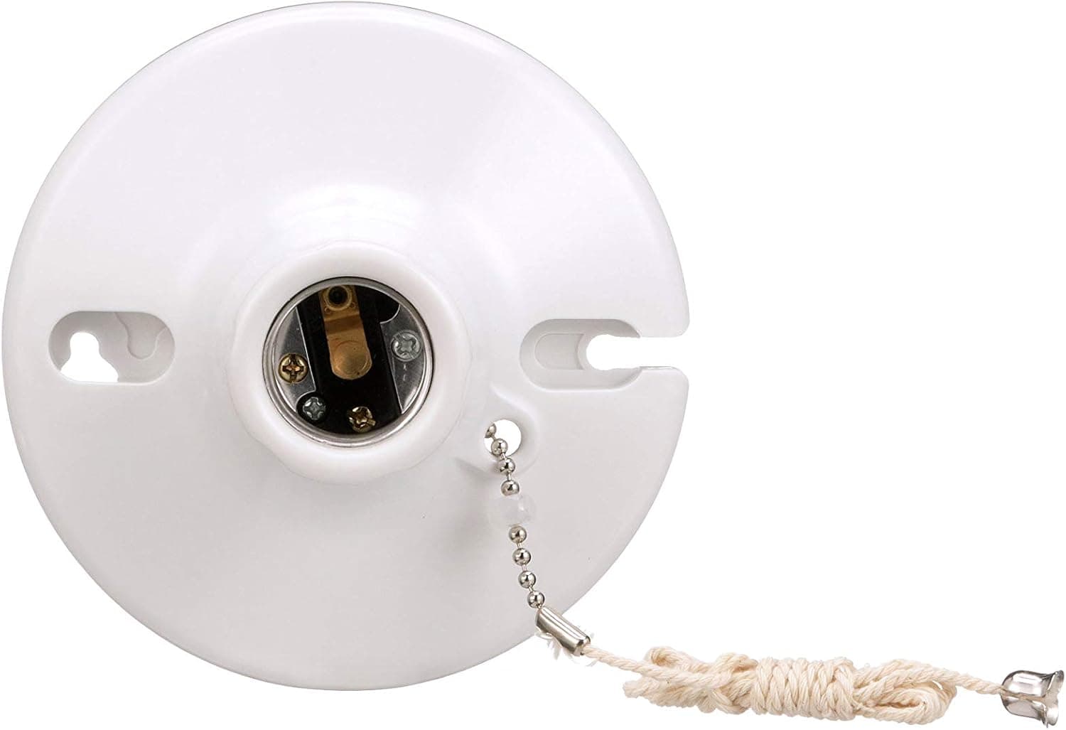 Eaton S759W-CD-SPL 660-Watt, 250-Volt Two Piece Plastic Ceiling Receptacle Lamp holder with Pull Chain, White