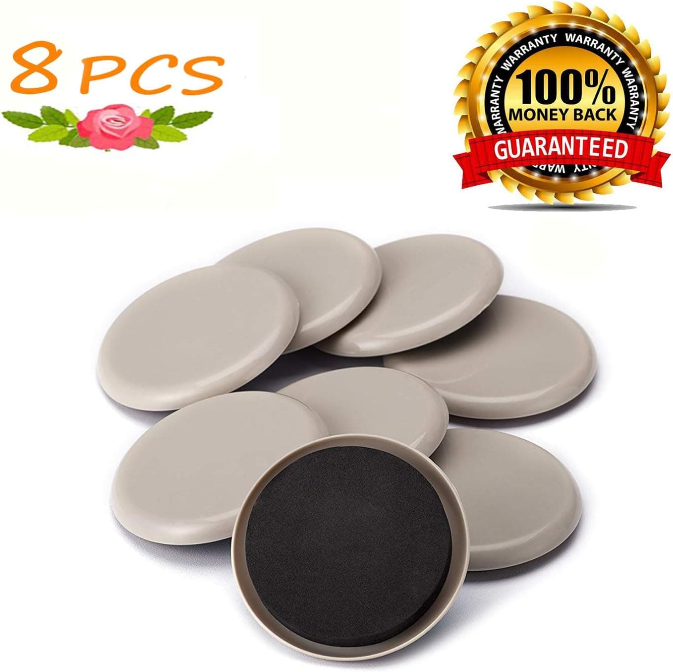 Furniture Sliders for Carpet 8-Pack 3.5" Furniture Pads, Reusable Pads,Heavy Furniture Easy Movers Sliders Gliders,Reusable Round Carpet Furniture Mover for Carpeted Surfaces,Carpet Sliders