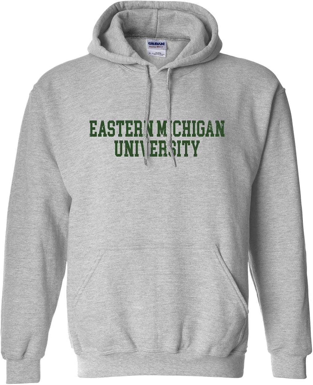 CreateMyTee | Eastern Michigan University Distressed Hooded Sweatshirt |