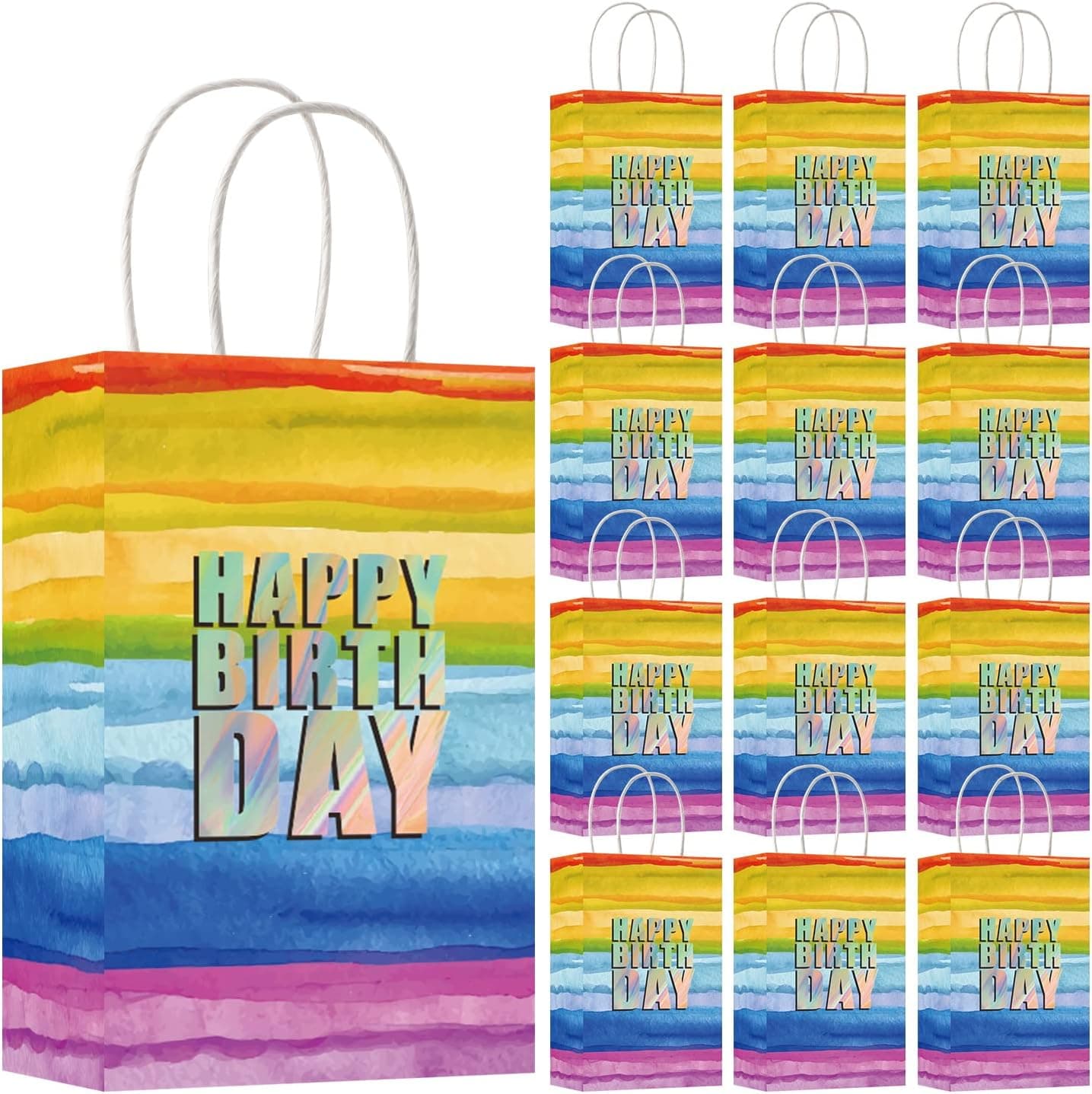 Jehiorz Small Birthday Party Gift Bag Kids Birthday Candy Goodie Favor Bags with Handle for Boys Girls Birthday Decorations Favors Supplies - 12 Pcs