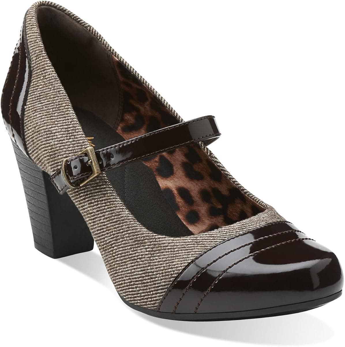 Clarks Women's Sapphire Stel Pump,Brown Fabric,8.5 B US