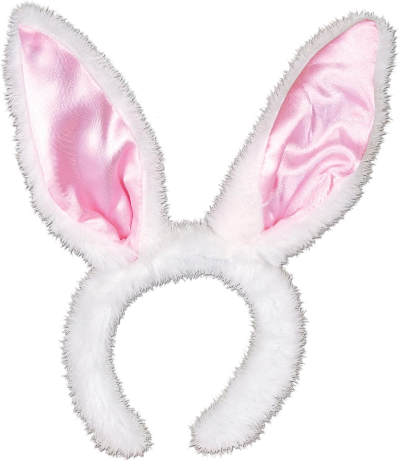 Plush Satin Bunny Ears (white & pink) Party Accessory (1 count) (1/Pkg)