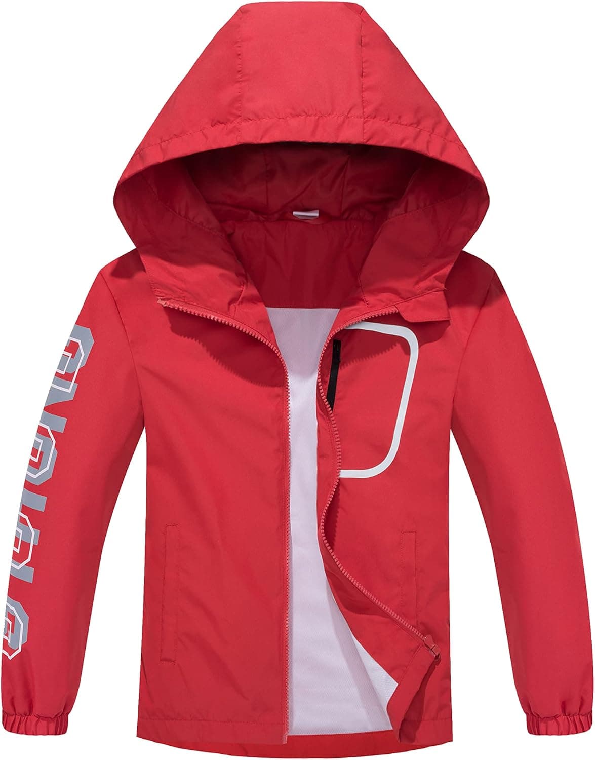 Boys Girls Rain Jacket for Kids Waterproof Coat Lightweight Hooded Fleece Lined Raincoats Windbreakers