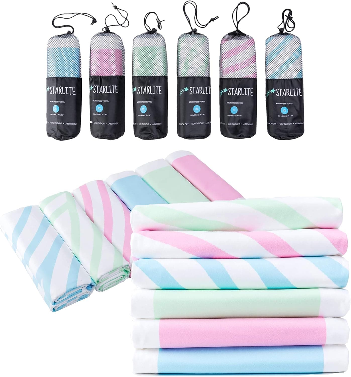 Starlite Microfiber Beach Towel – Great for Travel – Sand Free, Quick Dry, Absorbent, Extra Large XL (78in. x 35 in.) – Compact & Easy to Transport – Great for Beaches, Backpacking, Camping, Pools
