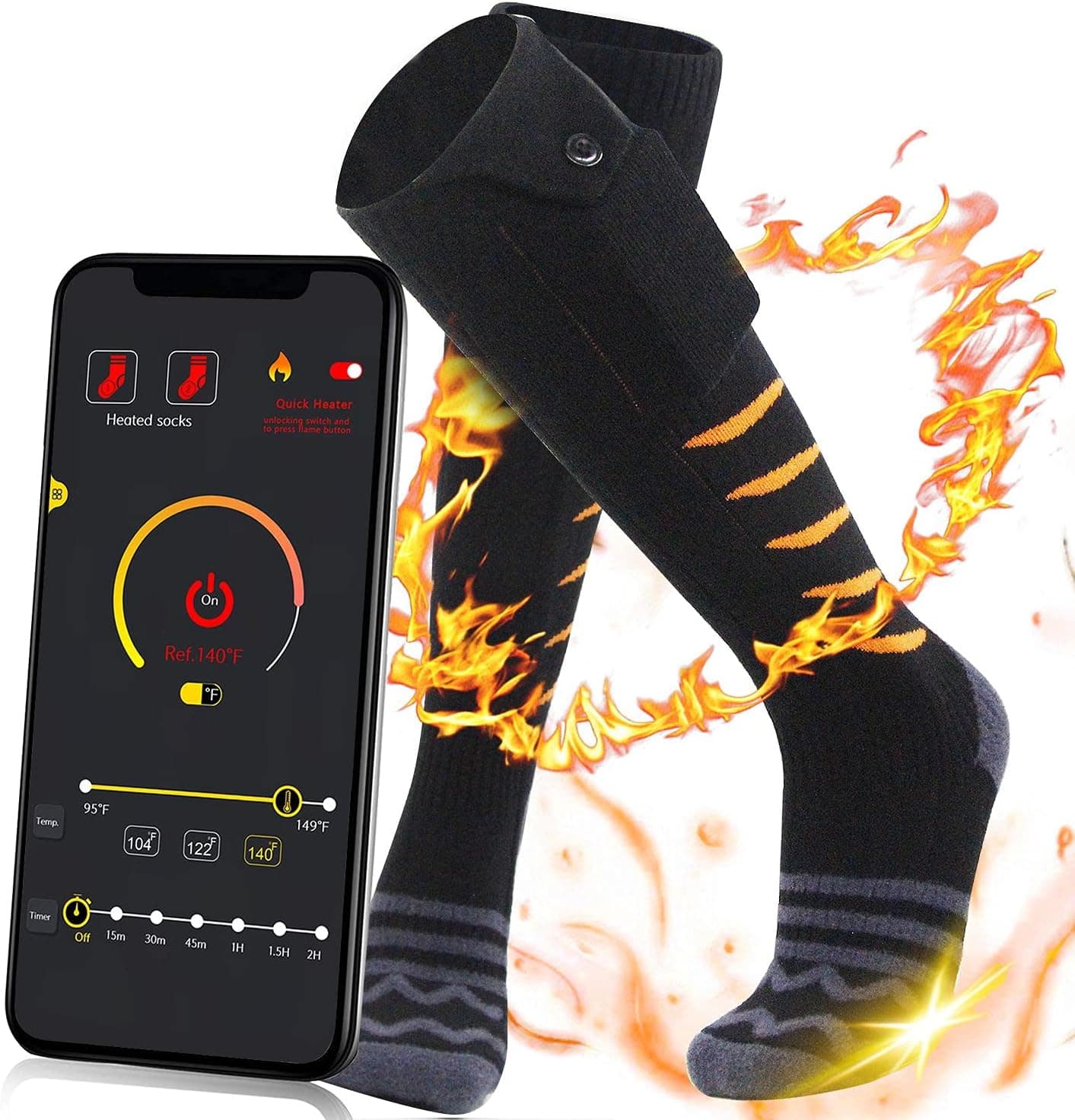 Heated Socks for Men/Women- Battery Rechargeable Electric Heating Socks with APP Remote Control,Foot Warmer for Raynaud's and Winter Outdoor Sports Skiing/Hunting/Motorcycling