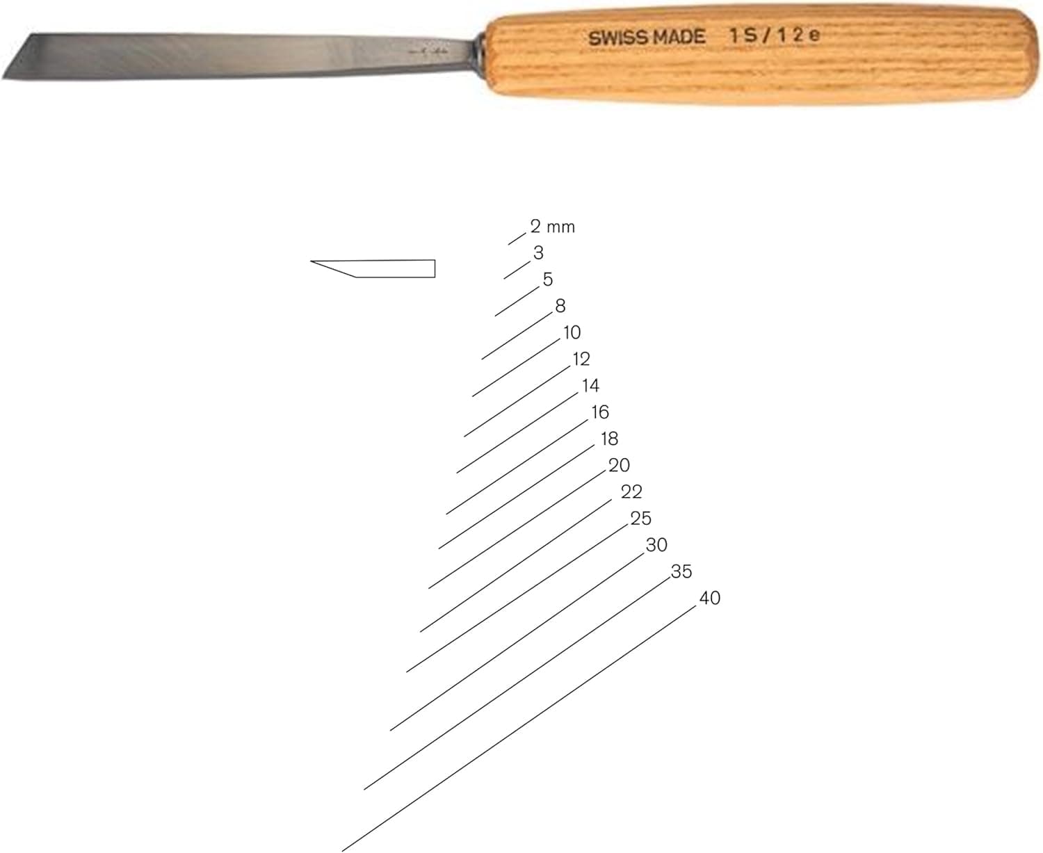 PFEIL "Swiss Made" 2mm # 1 Sweep Skew-Cut Chisel - Single Bevel
