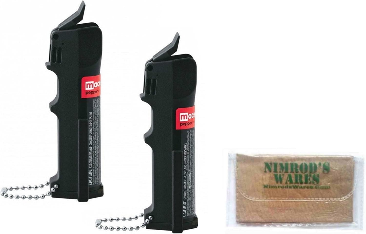 Nimrod's Wares 2-Pack MACE Pepper Gard Self Defense Spray Police Model 12ft Range 80170 80750 Bundle with Microfiber Cloth