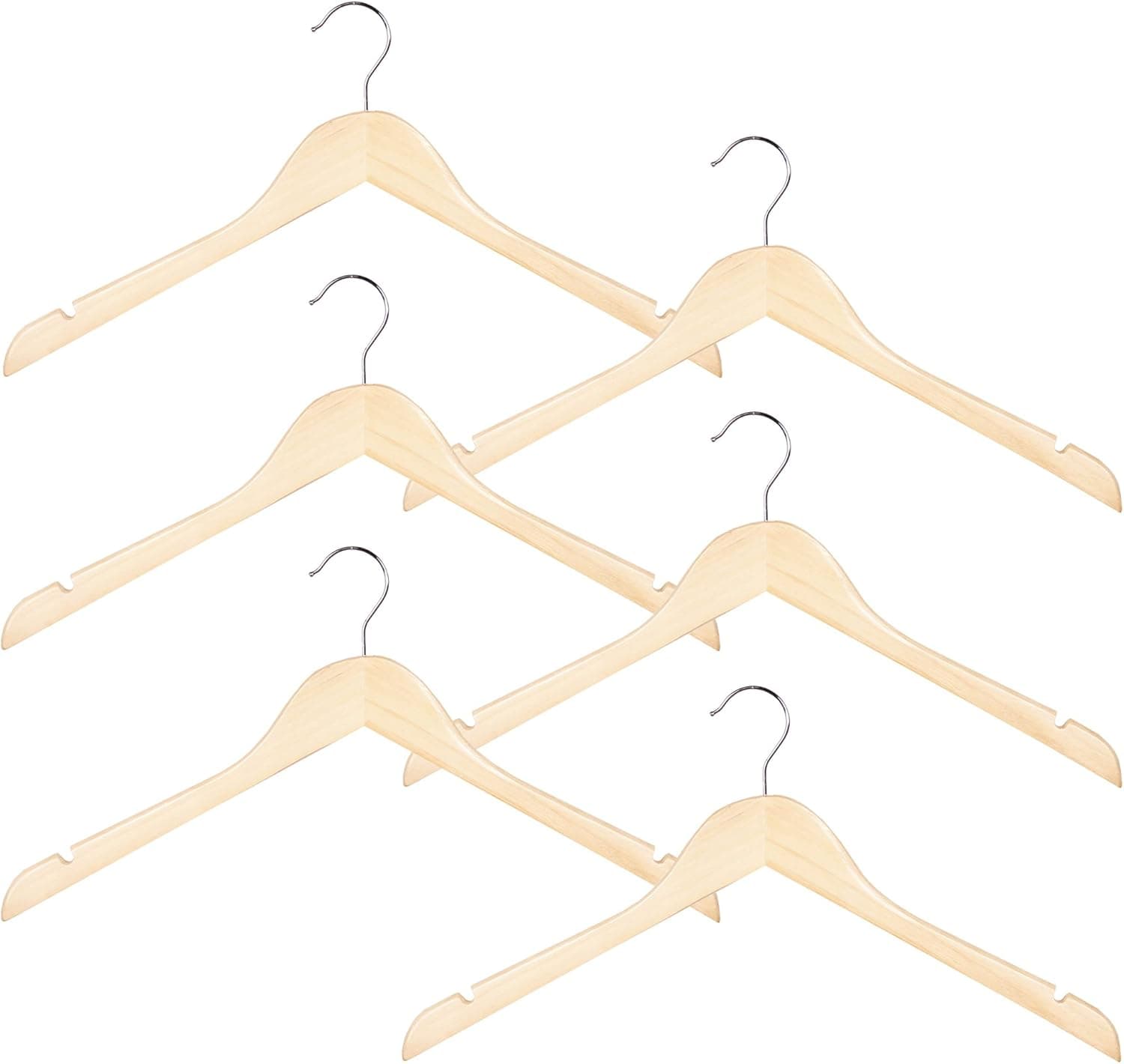 Richards Homewares Wood Hanger, Set of 6, Natural, 6 Piece