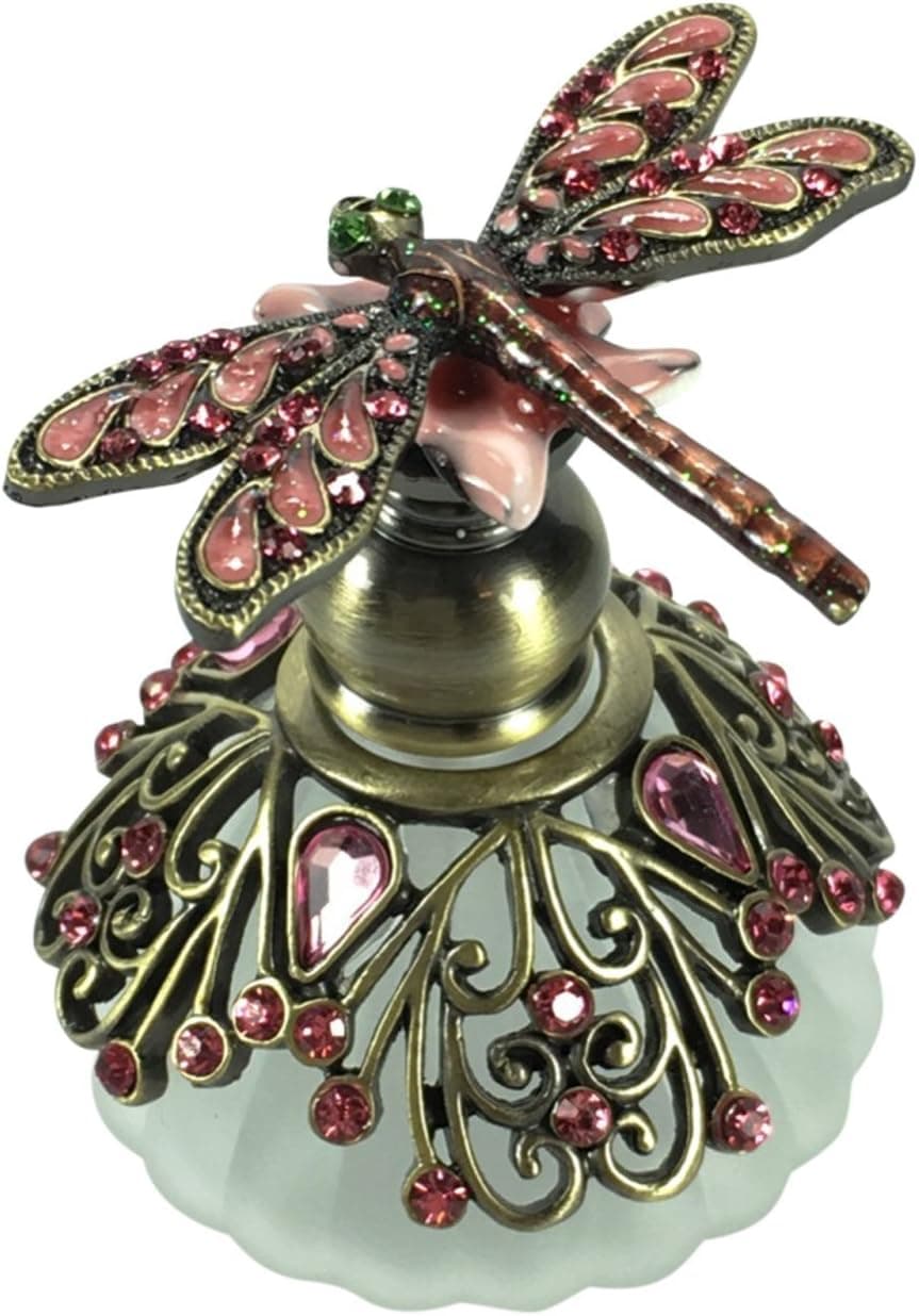 Welforth Bejewled Pink Dragonfly Perfume Bottle, 2.5 Inches Tall