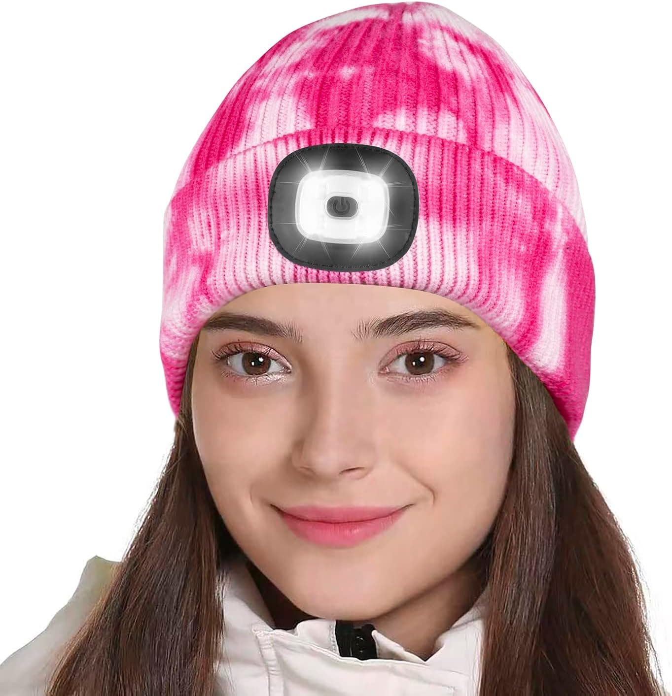 Tutuko LED Beanie with Light, Gifts for Men Women Dad Him, USB Rechargeable Lighted Cap 4 LED Headlamp Hat, Unisex Warm Winter Knitted LED Hat with Flashlight