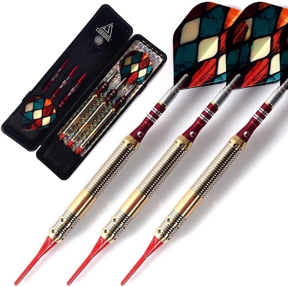 CUESOUL 16 Grams Soft Tip Brass Barrels Darts Set with Dart Case (STBS078)