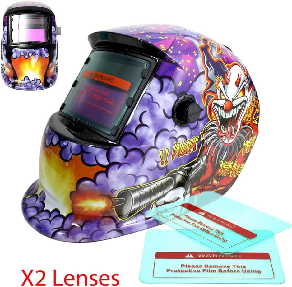 Proelectric Joker Print Professional Auto Darkening Solar Powered Welders Welding Helmet Mask With Grinding Function