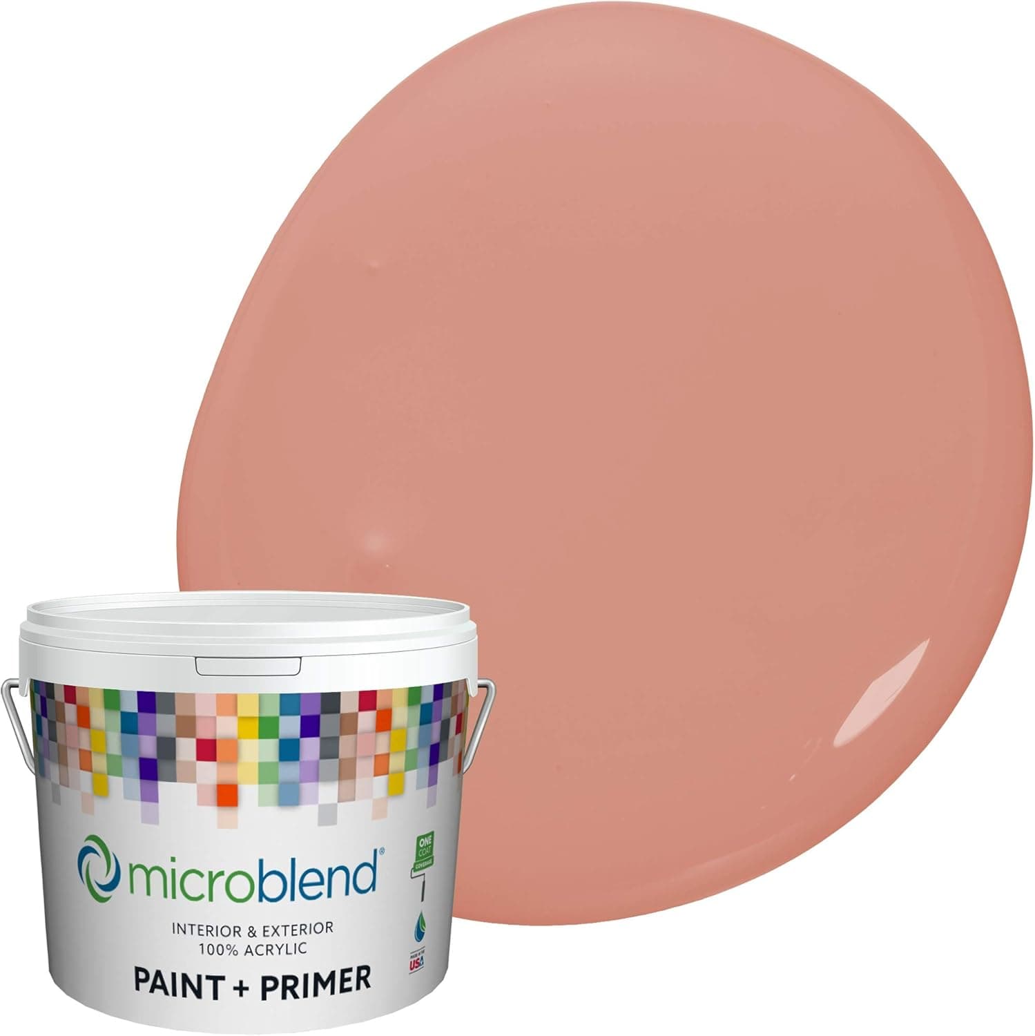 Microblend Interior Paint and Primer - Mauve/Juicy Peach, Eggshell Sheen, 1 Gallon, Premium Quality, High Hide, Low VOC, Washable, Microblend Reds Family