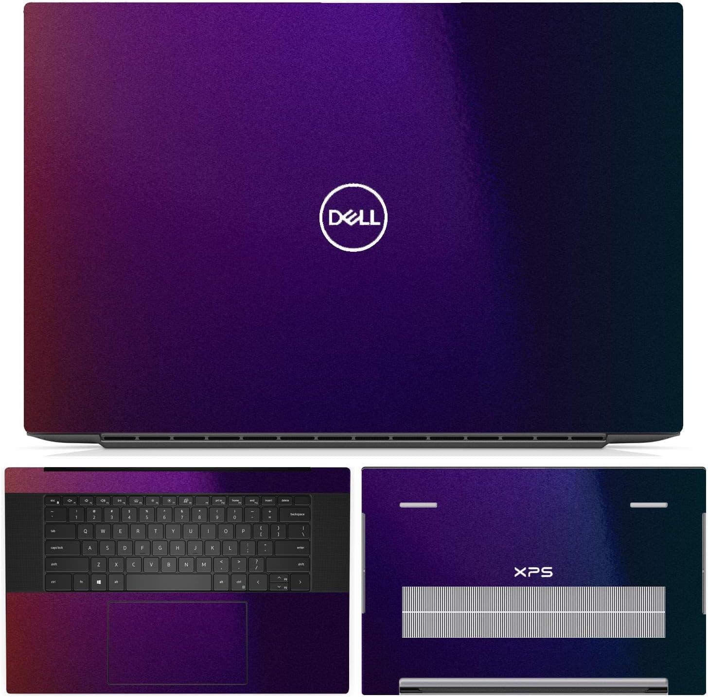 SopiGuard Skin for 2020 Dell XPS 17 9700 Precision Vinyl Sticker Full Set Top, Keyboard, Bottom Panel (Flip Deep Space)