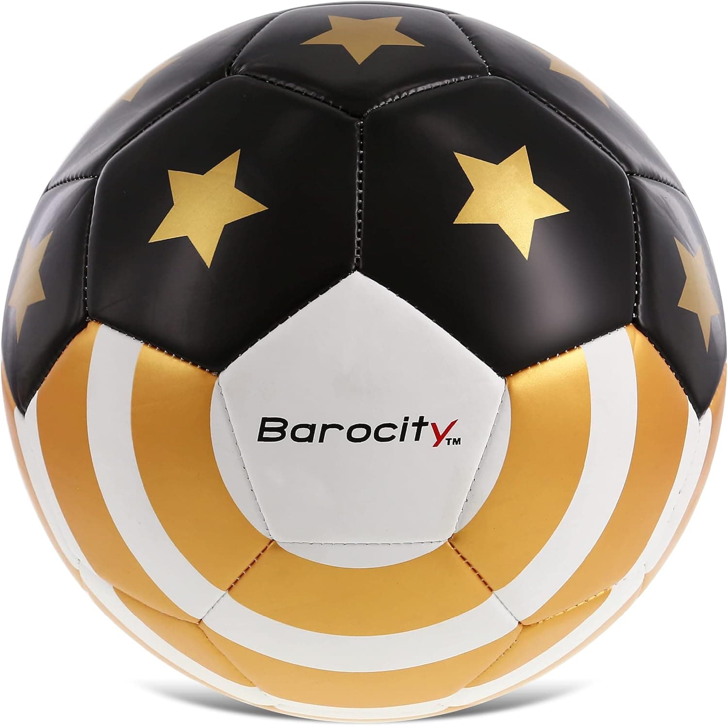 Barocity Golden US Flag Soccer Ball - Premium Official Match Ball with Gold Stars Artwork, Durable Sport Boys and Girls Gold Soccer Ball for Indoor, Outdoor, Training, and Practice Games