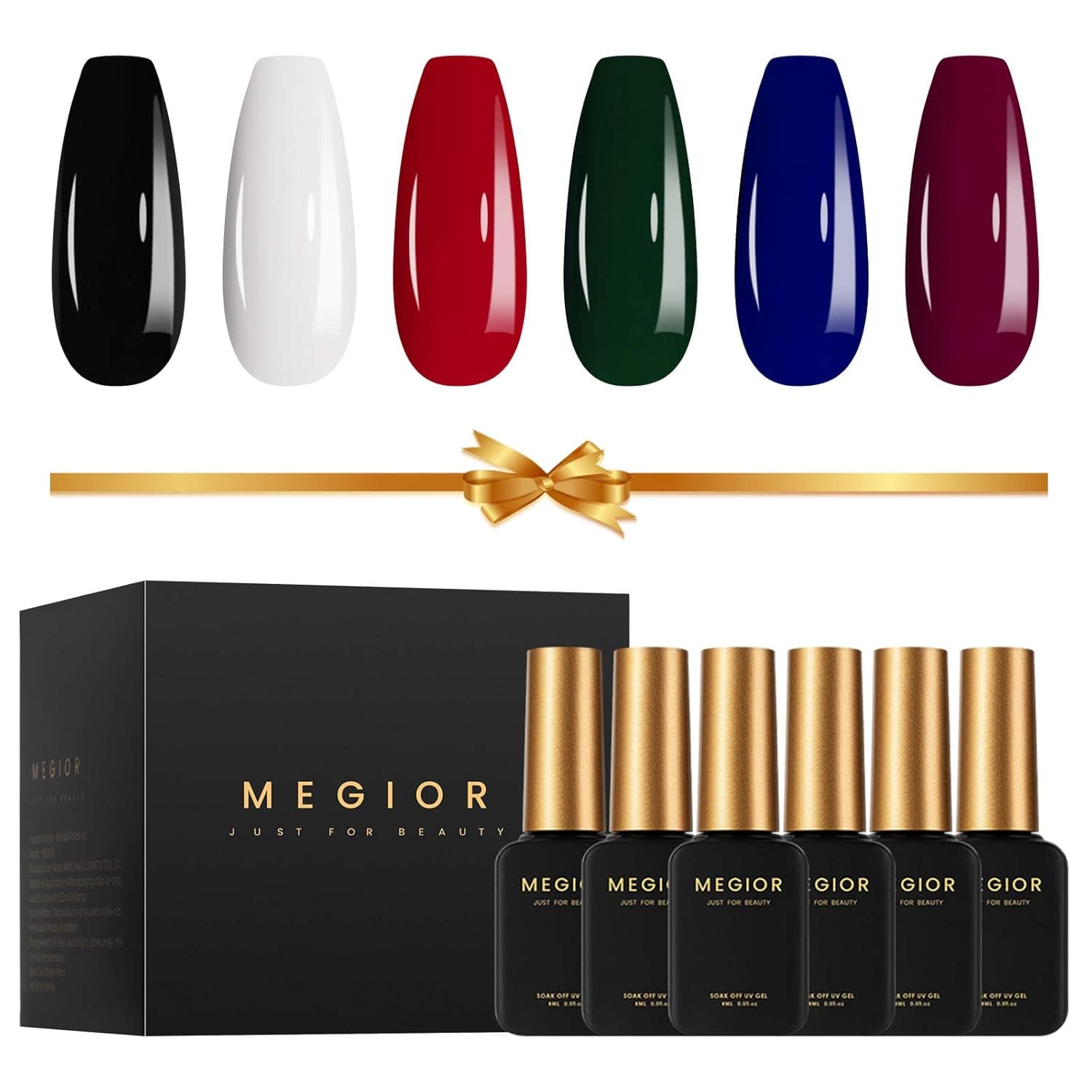 MEGIOR Gel Nail Polish 6PCs Gel Nail Polish Set Spring Summer Soak Off Gel polish Nail Lamp Cured for Nail Salon Nails Art DIY at Home Gel Nail Polish Kit with Gift box Holiday Present for Girlfriend Wife