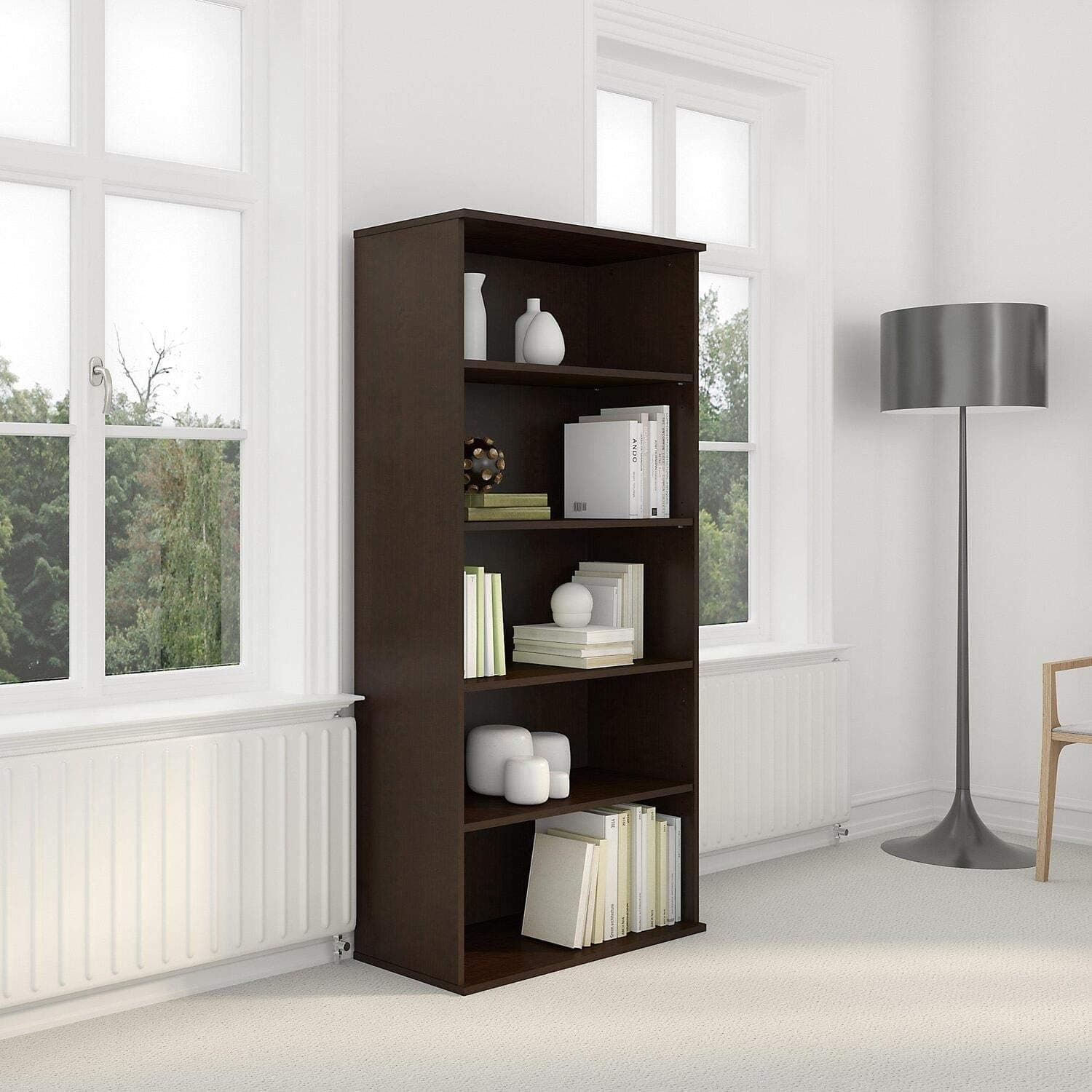 Bush Business Furniture 72H 5 Shelf Bookcase in Mocha Cherry