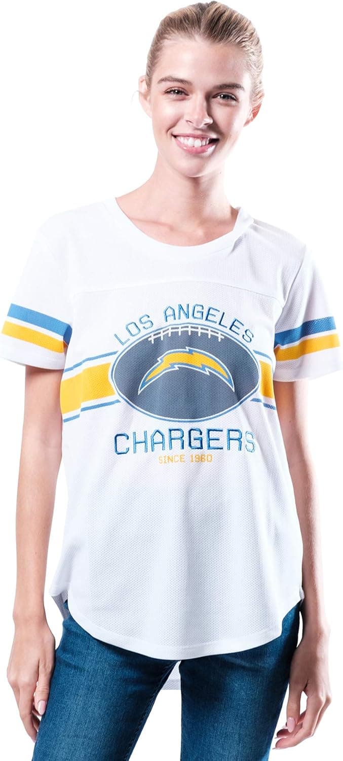 Ultra Game NFL Womens Soft Mesh Varsity Stripe T-Shirt