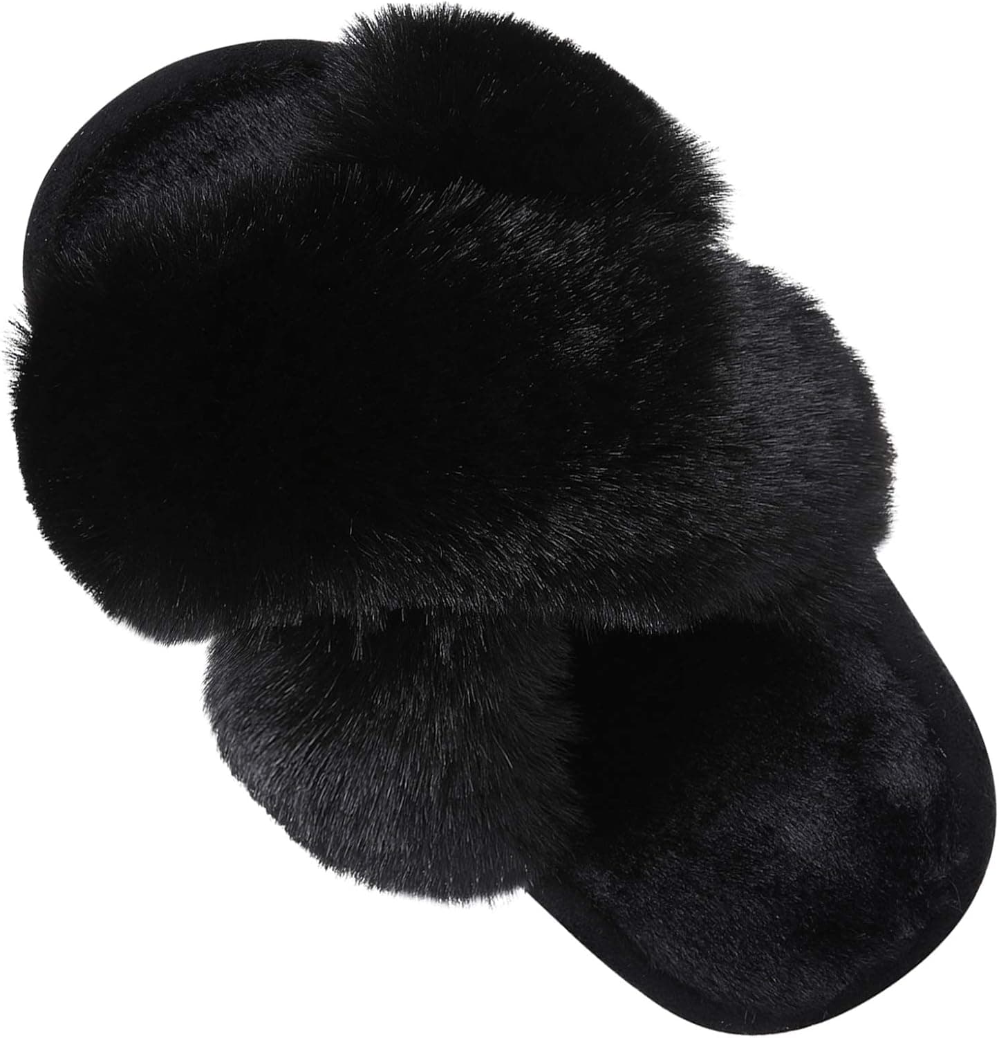 Girl's Soft Plush Lightweight House Slippers Non Slip Cross Band Slip on Open Toe Cozy Indoor Outdoor Slippers