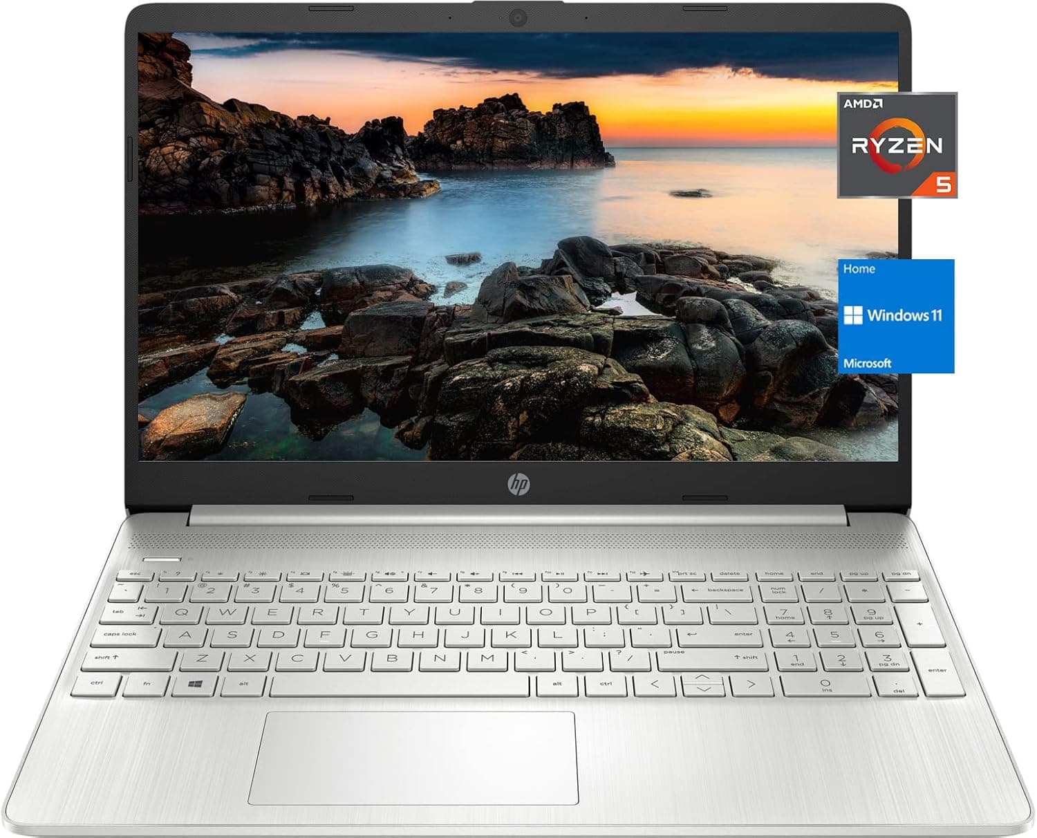 HP 2022 Newest 15 Laptop, 15.6" Full HD Display, AMD Ryzen 5 5500U Hexa-Core Processor, 12GB DDR4 RAM, 512GB PCIe SSD, Webcam, HDMI, Bluetooth, Type-C, Wi-Fi, Windows 11 Home, Silver