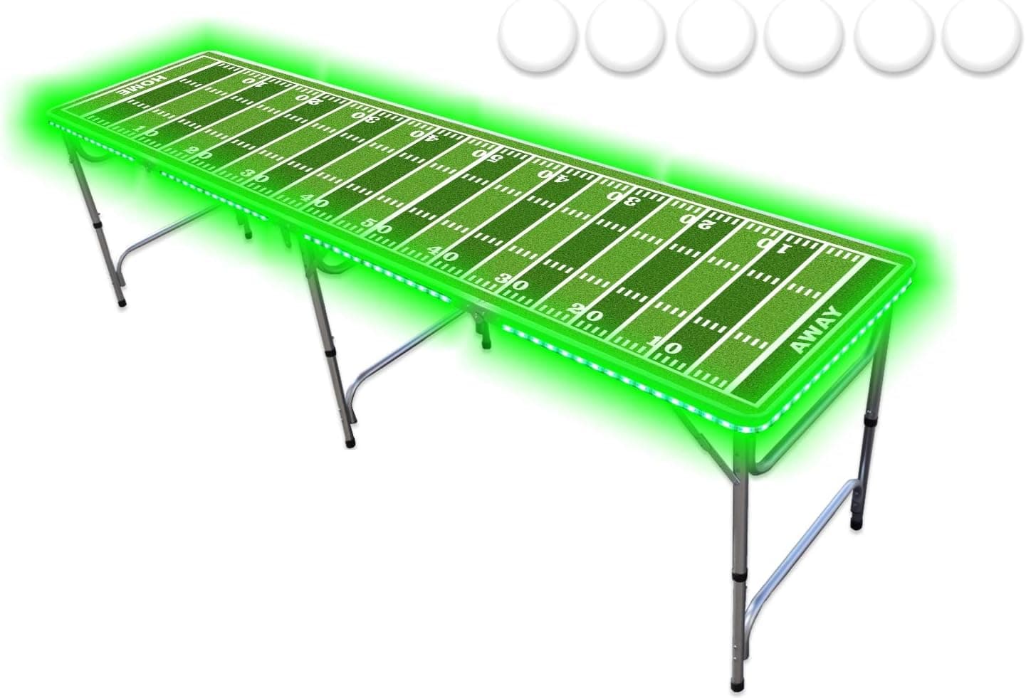 8-Foot Professional Beer Pong Table w/LED Glow Lights - Football Field Edition