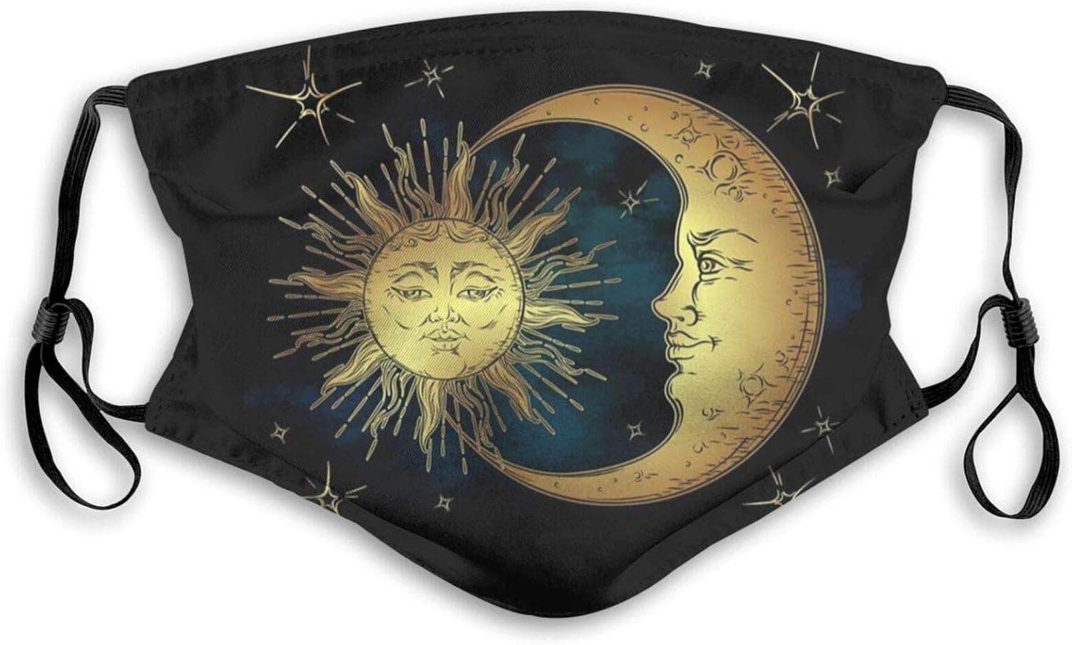 Celestial Sun Moon Tapestry Printed Washable Reusable Dust Filter and Reusable Windproof Mouth Warm Cotton Face