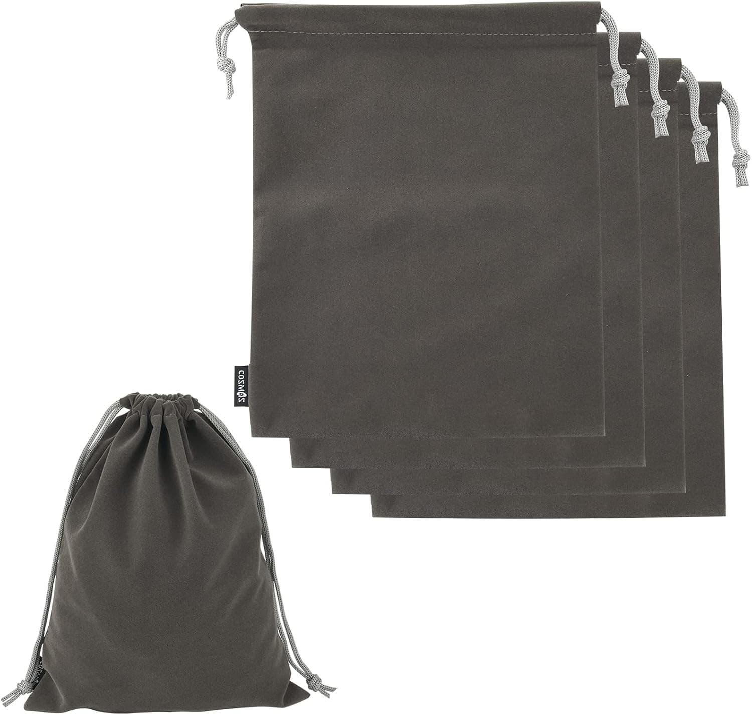 Cosmos Set of 5 Premium Gray Travel Carry Drawstring Headphones Pouch Bag (Gray Color)