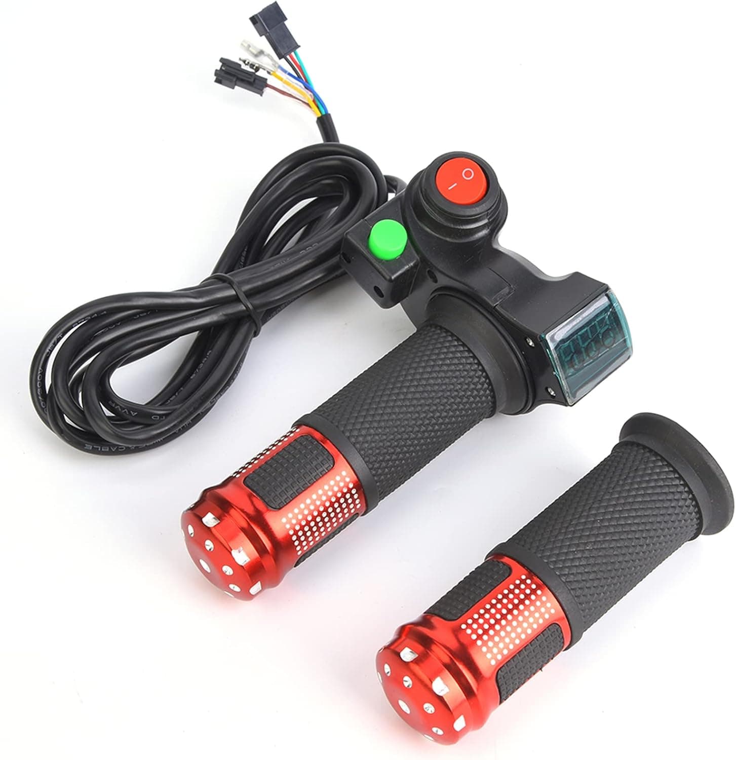 1 Pair E-Bike Thumb Throttle, Universal LED Voltage Display Twist Throttle for 12-99V Ebike Scooter Twist Throttle Ebike