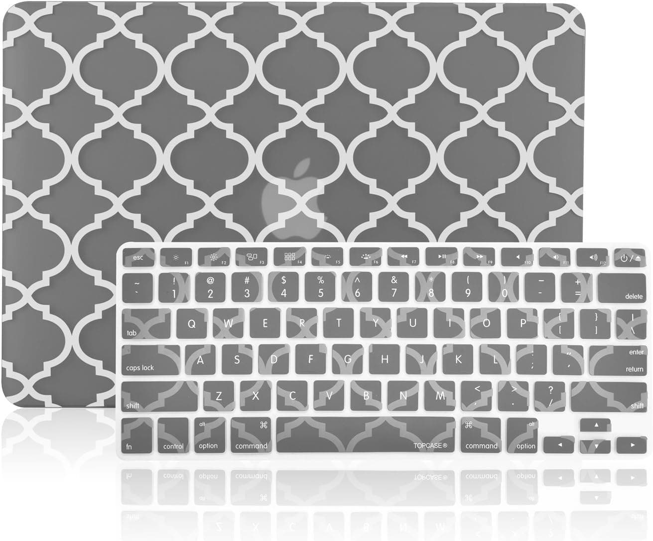 TOP CASE - 2 in 1 Signature Bundle Quatrefoil/Moroccan Trellis Signature Bundle Matte Hard Case and Keyboard Cover Compatible Old Generation MacBook Pro 15" w./DVD Drive A1286 - Gray