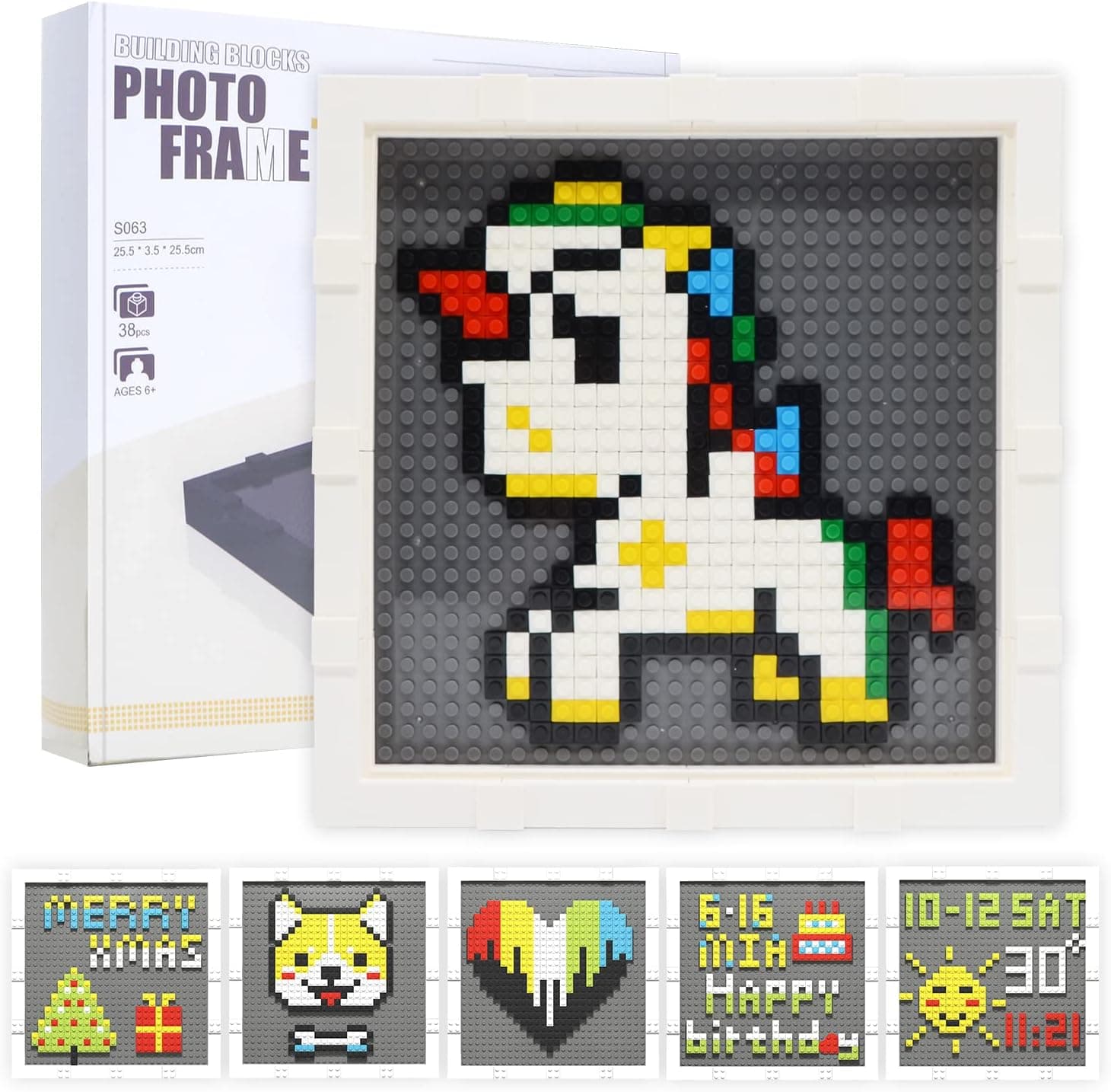 Hywestger Unicorn Mosaic Building Kit DIY Arts Puzzle Bricks Pixel Painting Decoration Creative Stunning Wall Art Building Blocks for Kids Unique Gift Christmas Birthday(6 in 1)